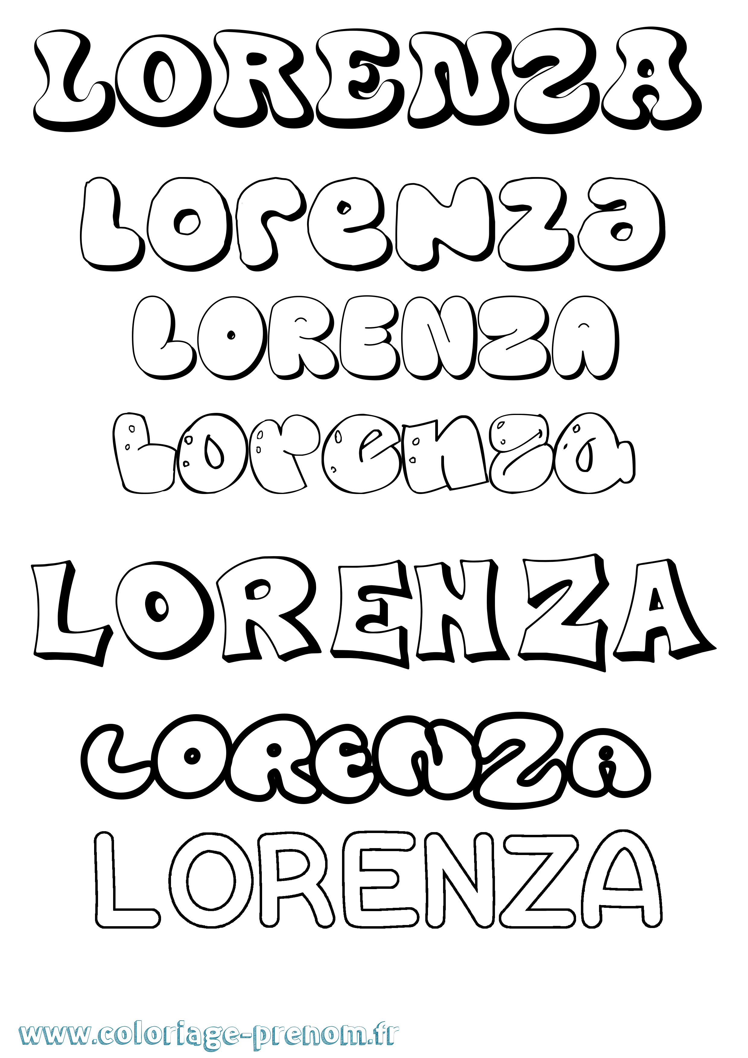 Coloriage prénom Lorenza Bubble
