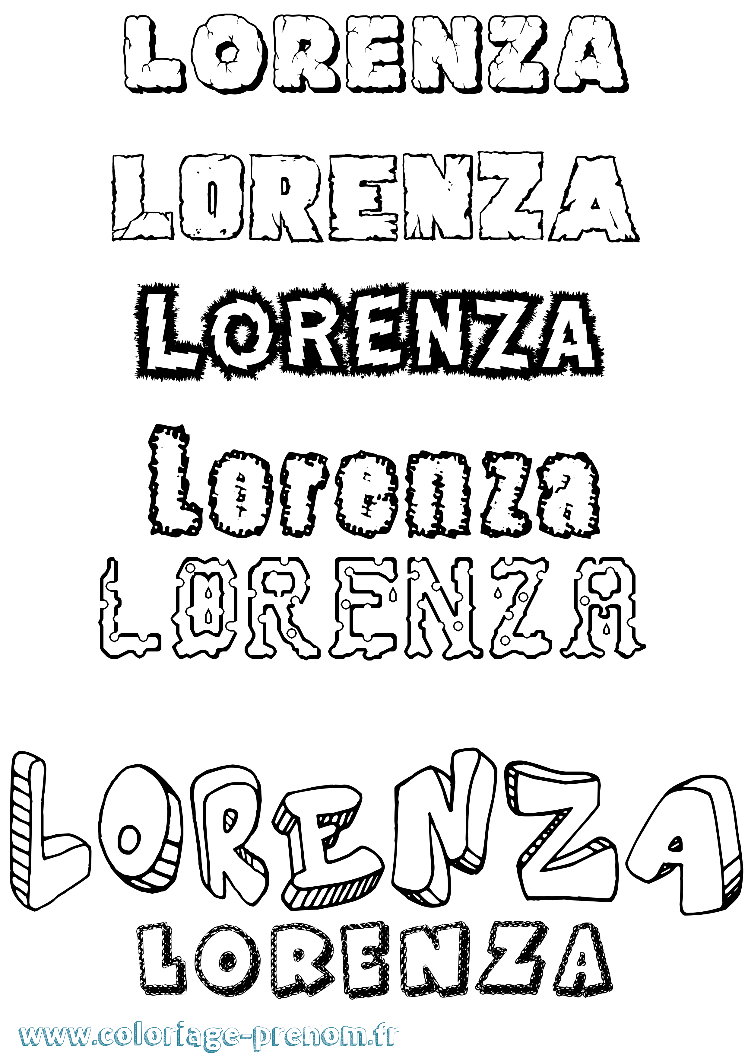 Coloriage prénom Lorenza Destructuré