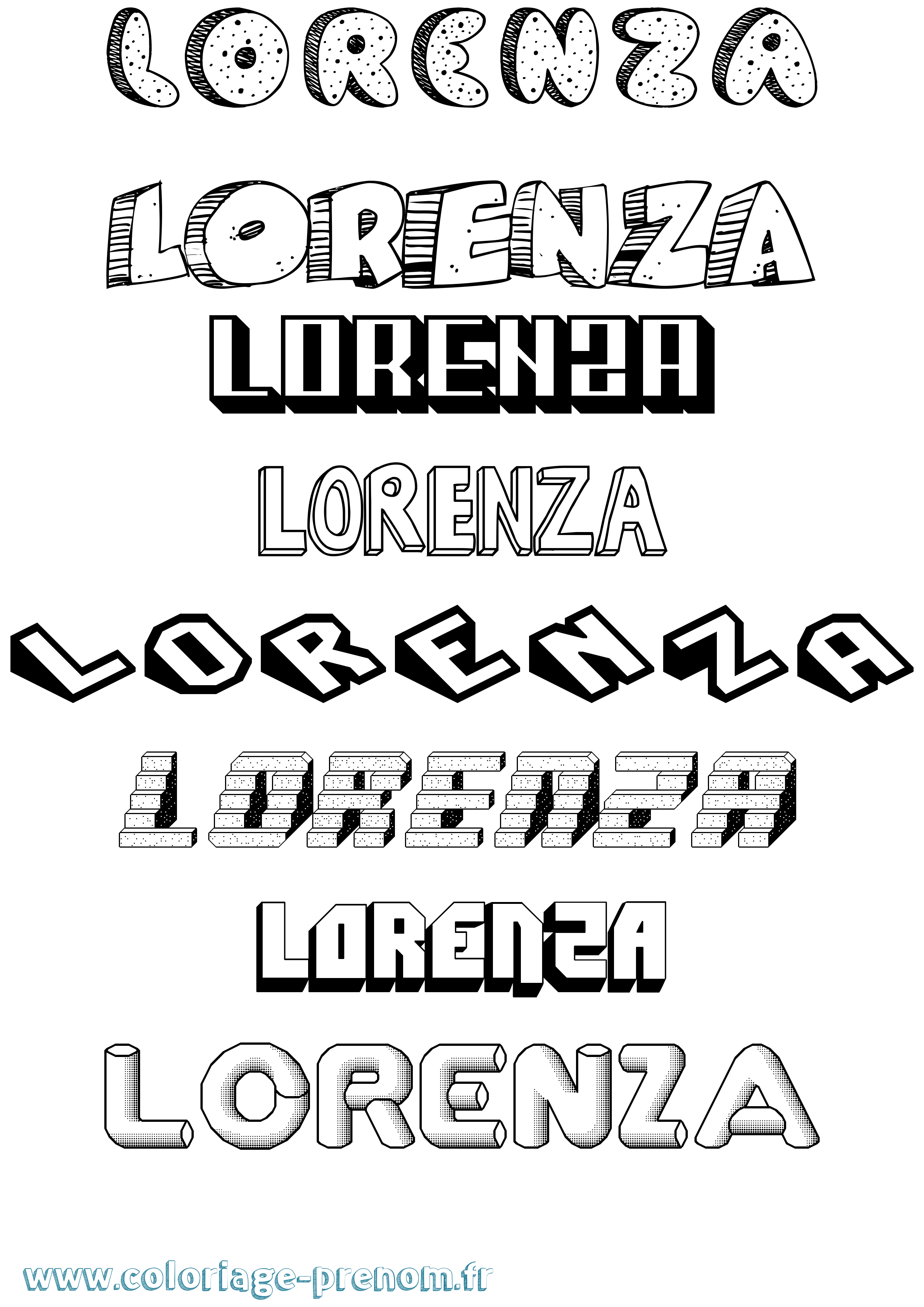 Coloriage prénom Lorenza Effet 3D