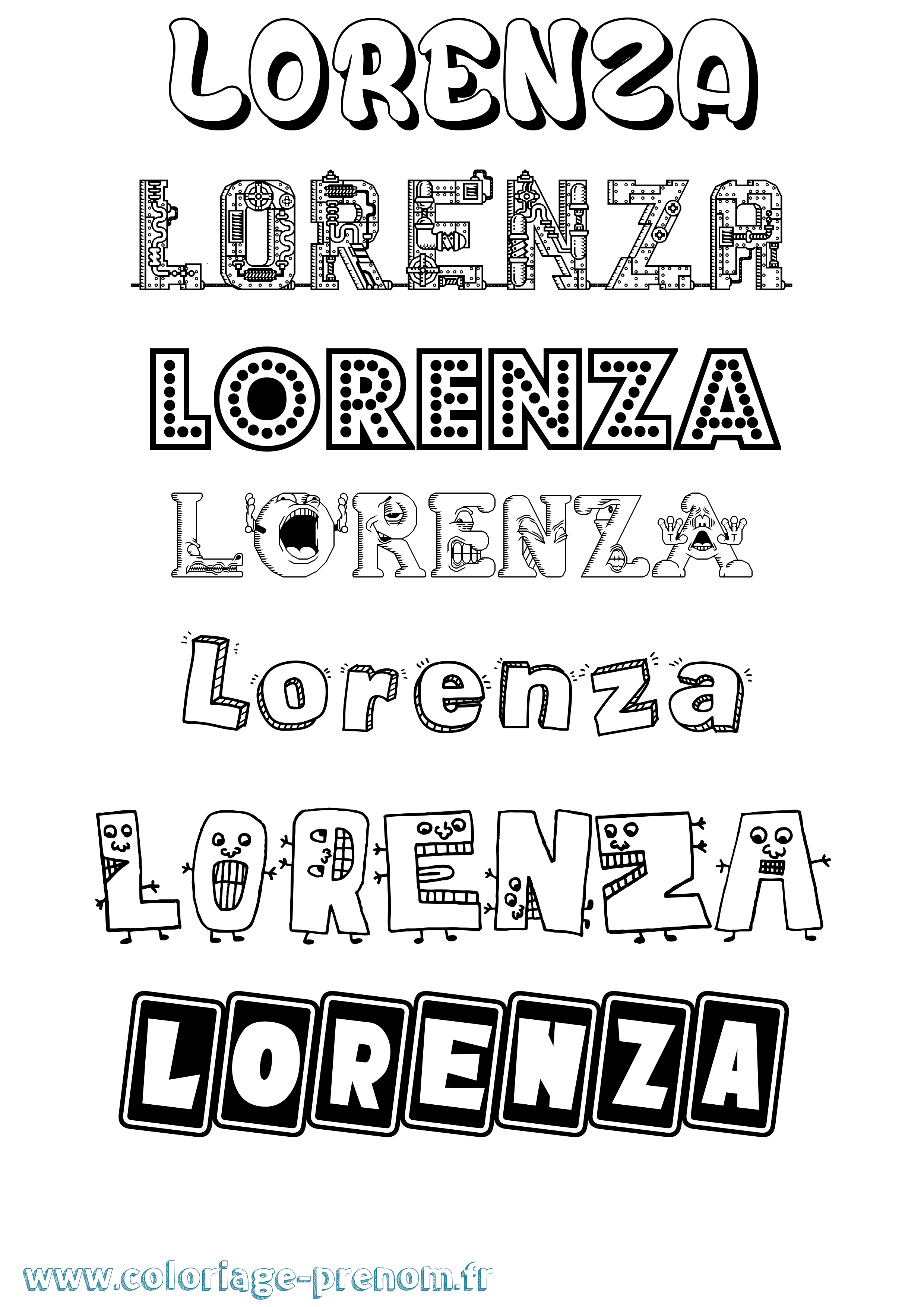 Coloriage prénom Lorenza Fun