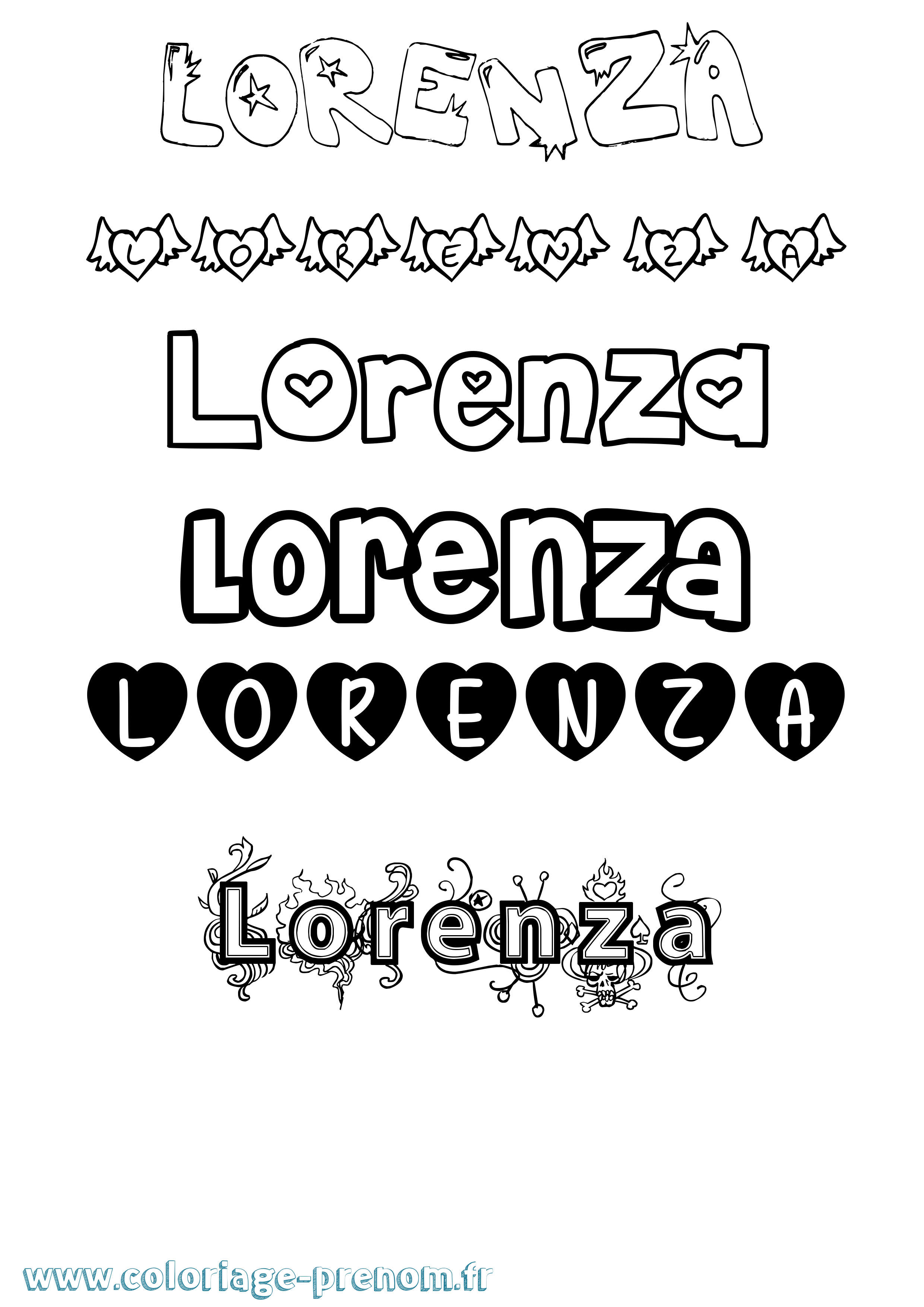 Coloriage Lorenza Girly Coloriage prénom Lorenza Girly