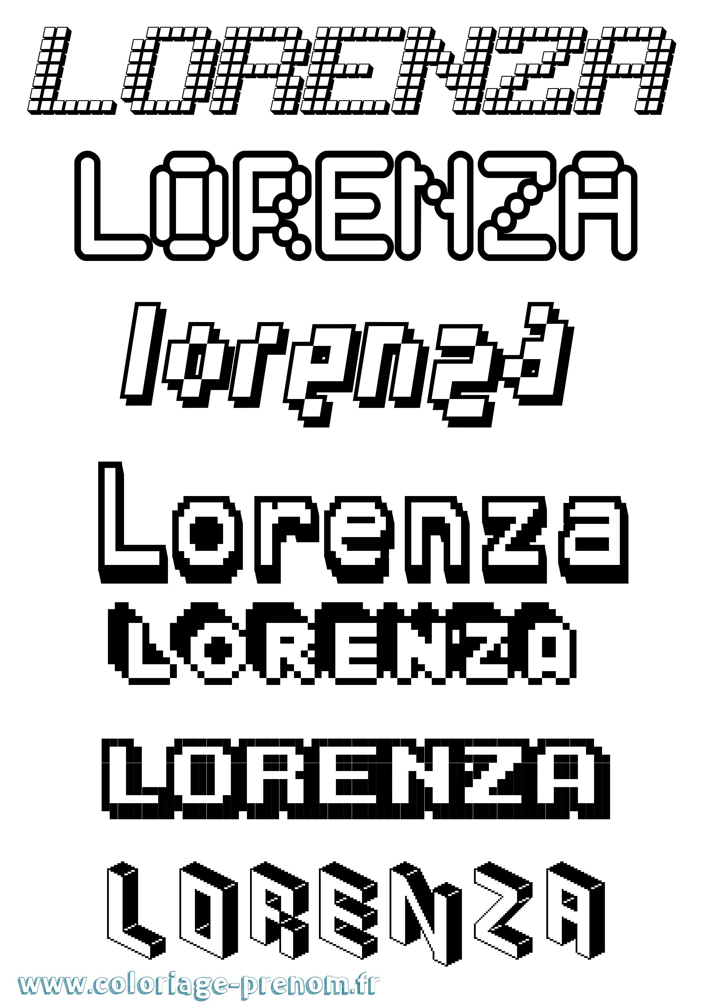 Coloriage prénom Lorenza Pixel