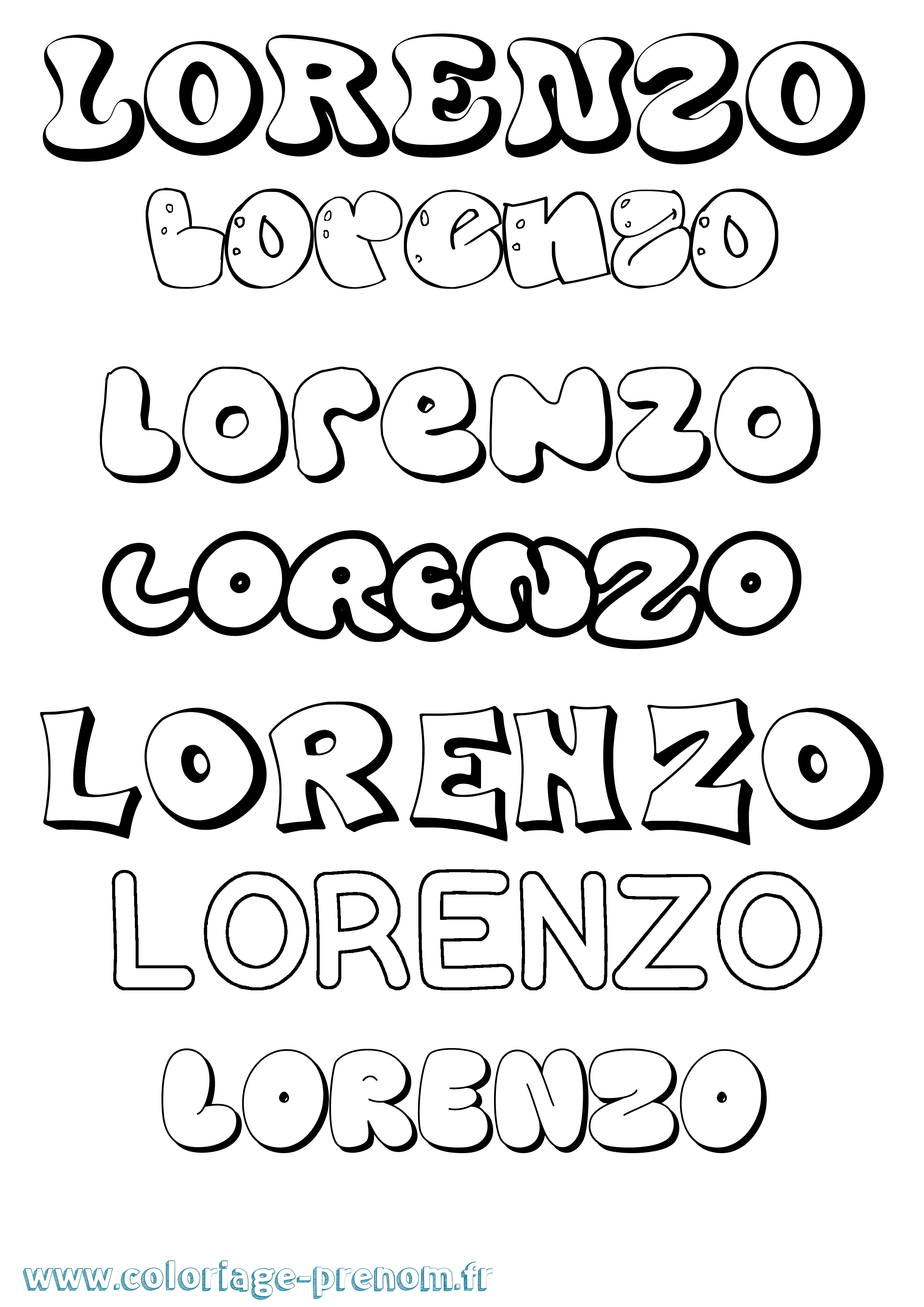 Coloriage Lorenzo Bubble Coloriage prénom Lorenzo Bubble