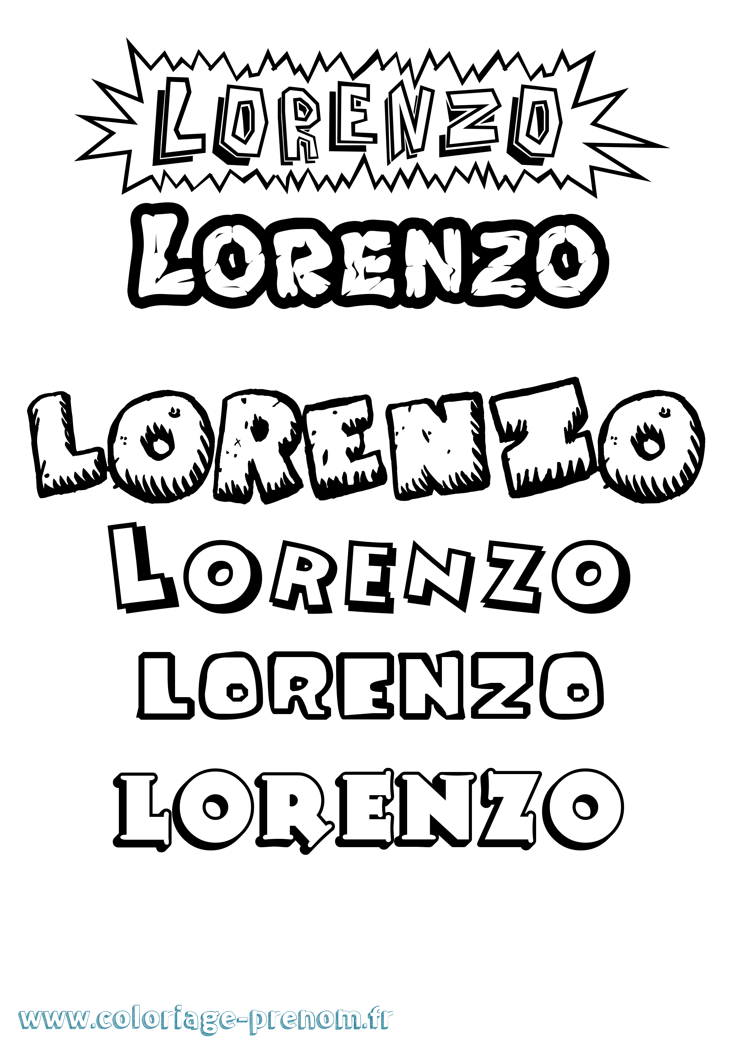 Coloriage Lorenzo Dessin Animé Coloriage prénom Lorenzo Dessin Animé