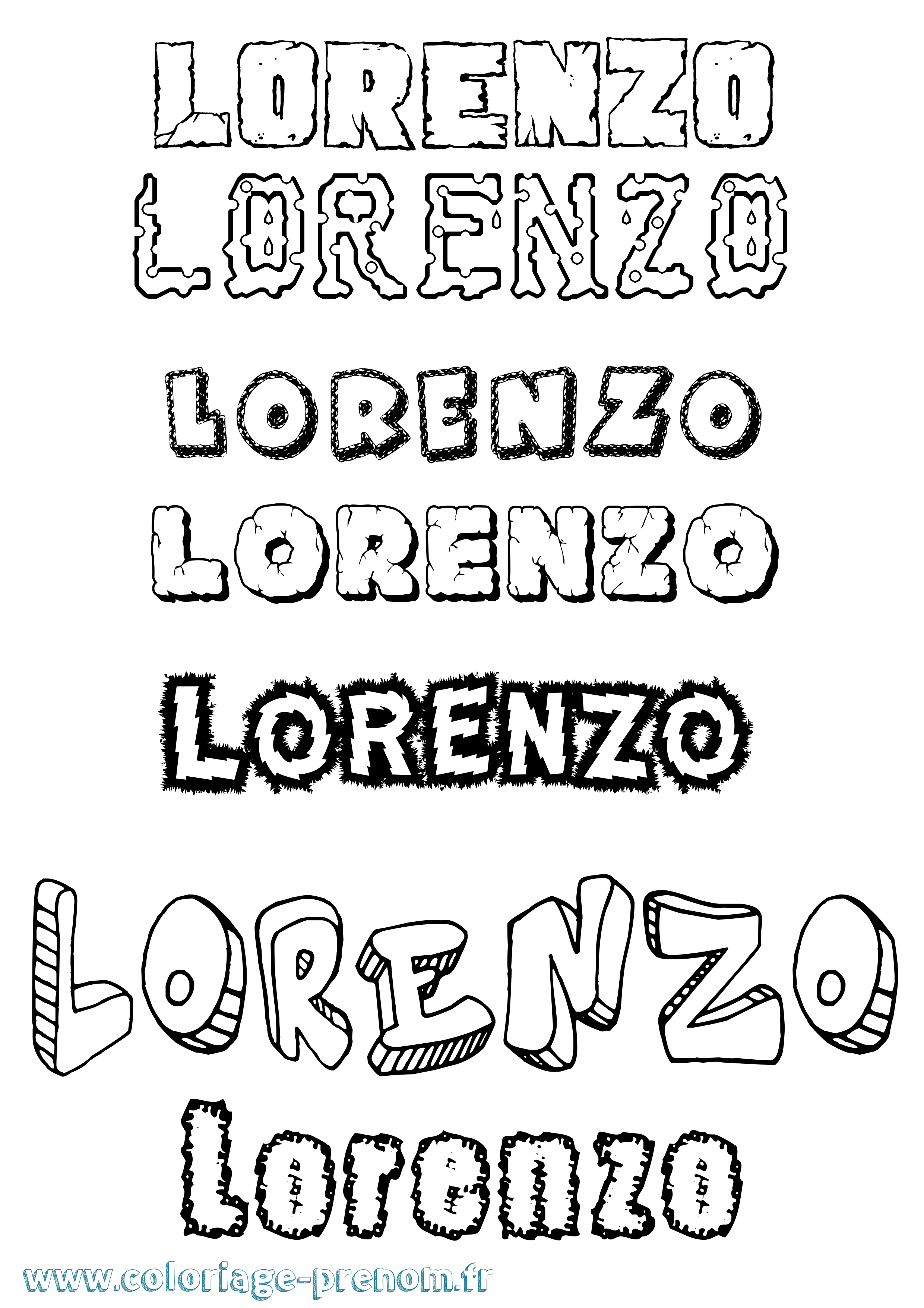 Coloriage Lorenzo Destructuré Coloriage prénom Lorenzo Destructuré