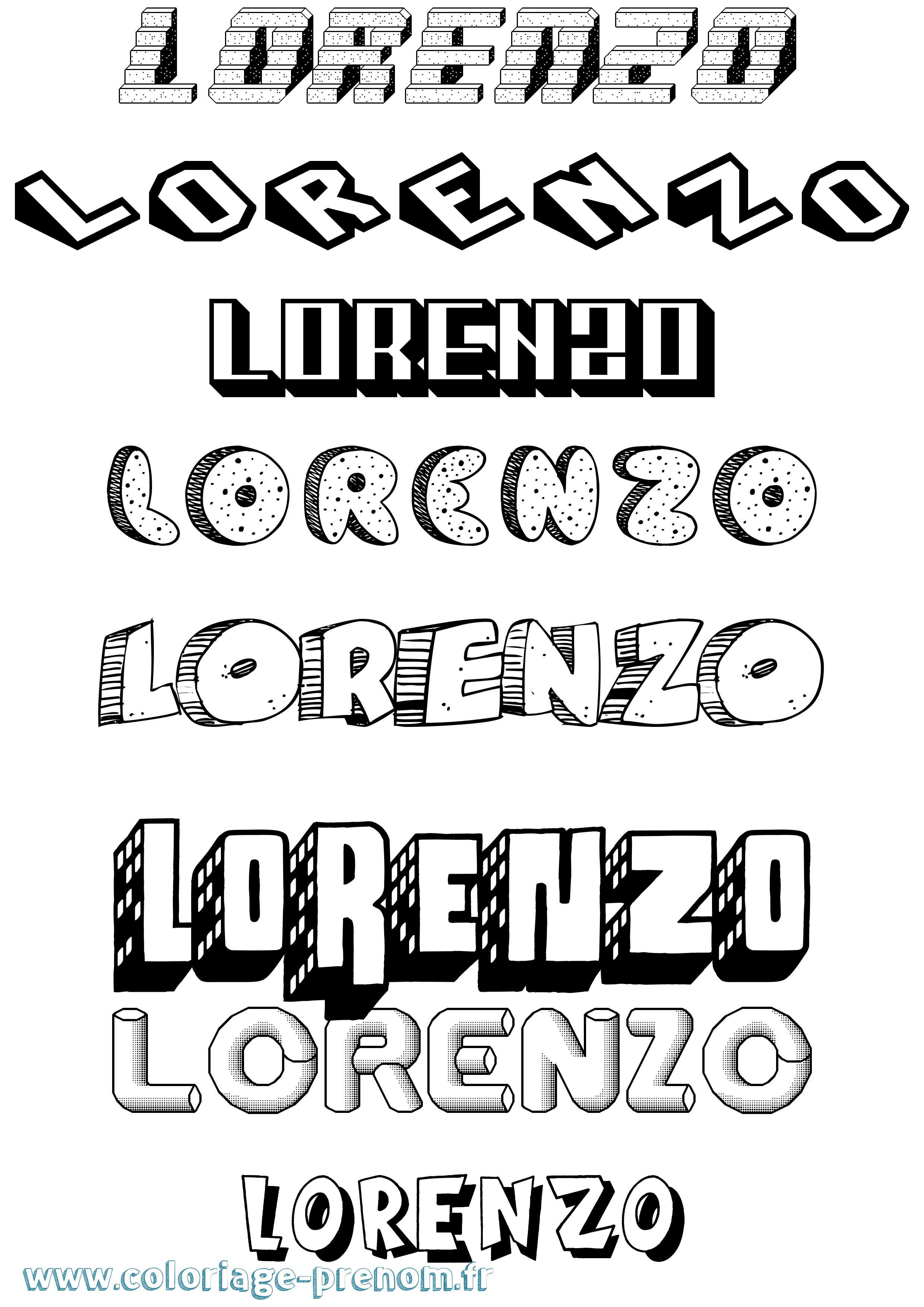 Coloriage Lorenzo Effet 3D Coloriage prénom Lorenzo Effet 3D