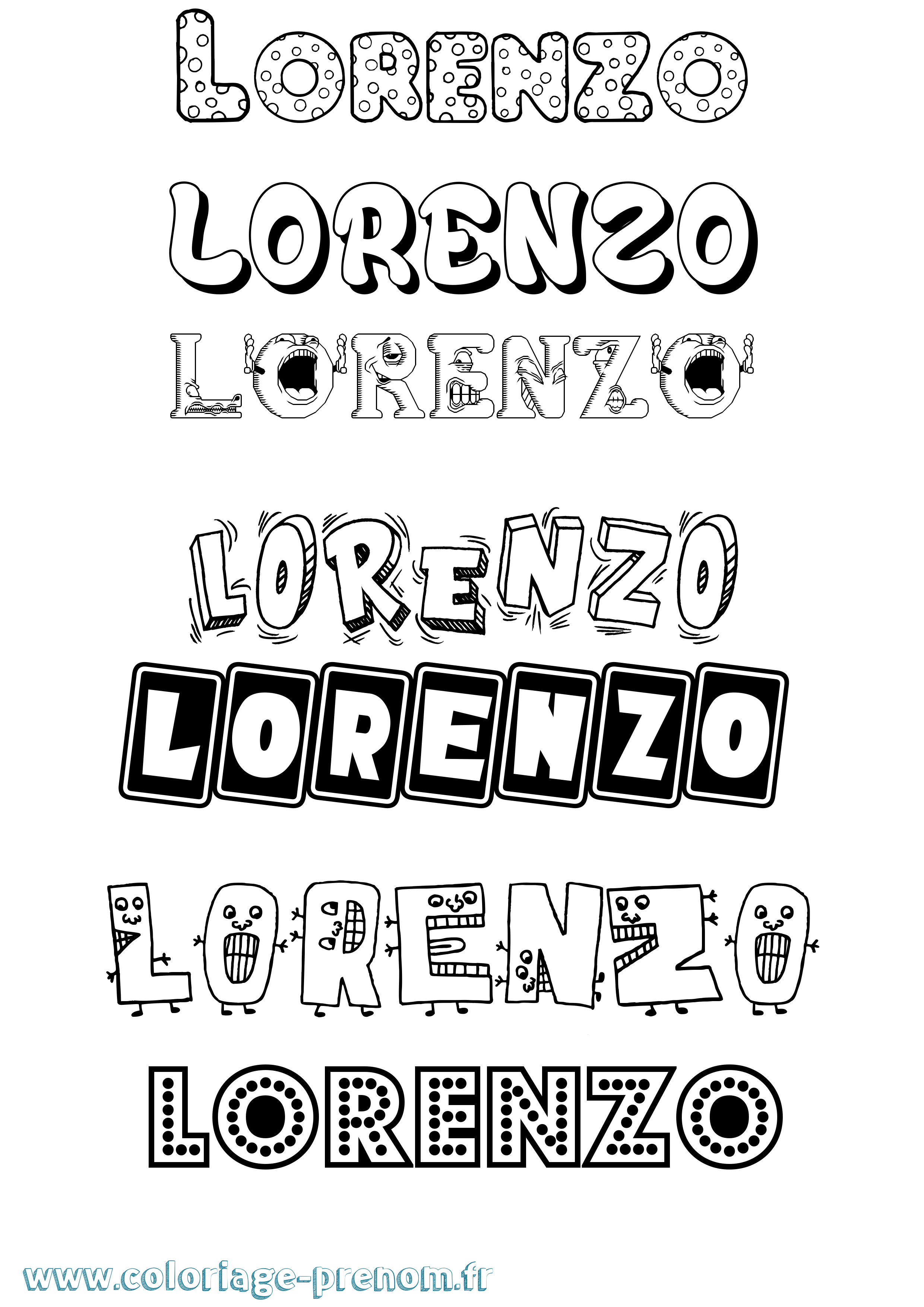 Coloriage prénom Lorenzo Fun