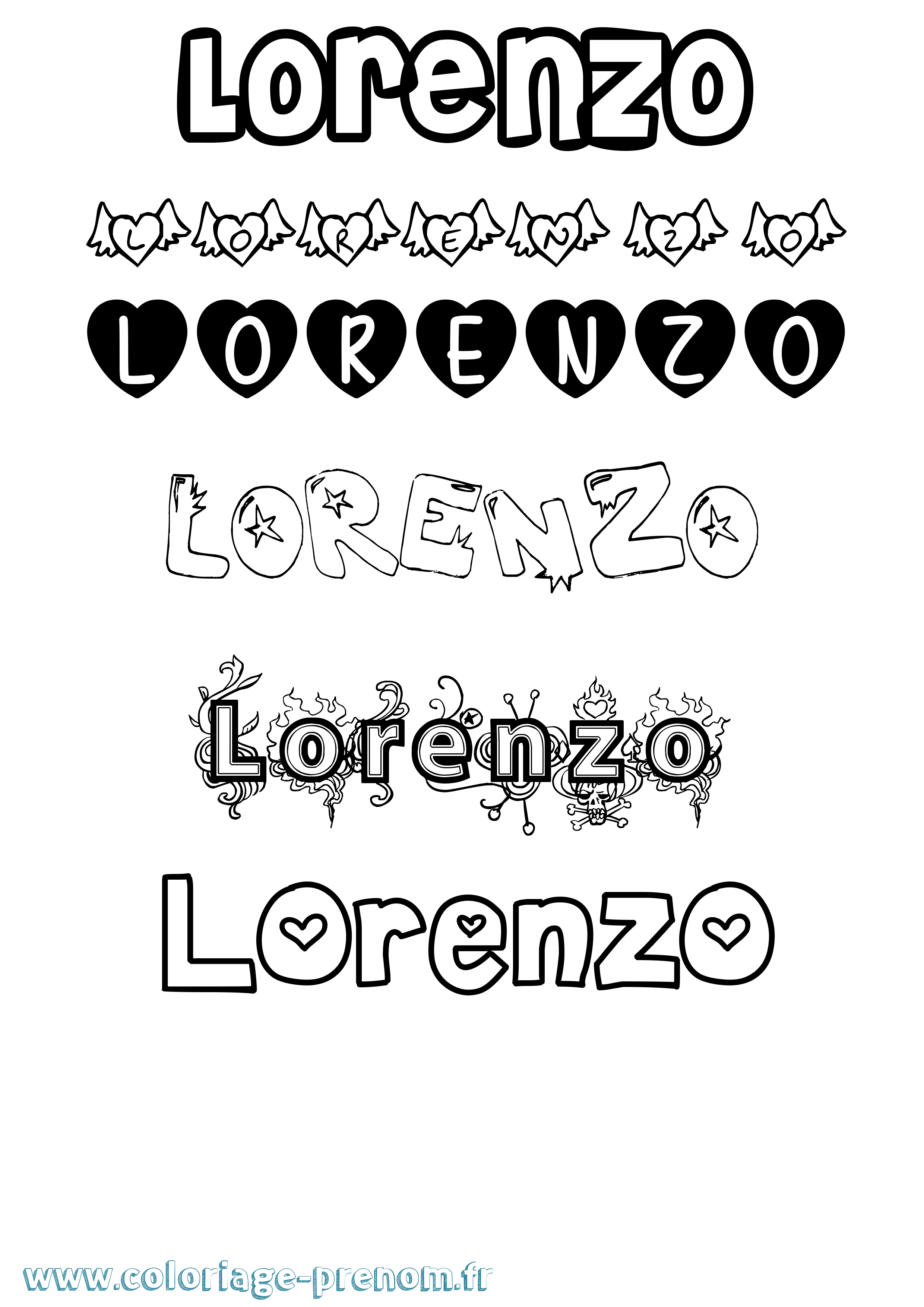 Coloriage prénom Lorenzo Girly