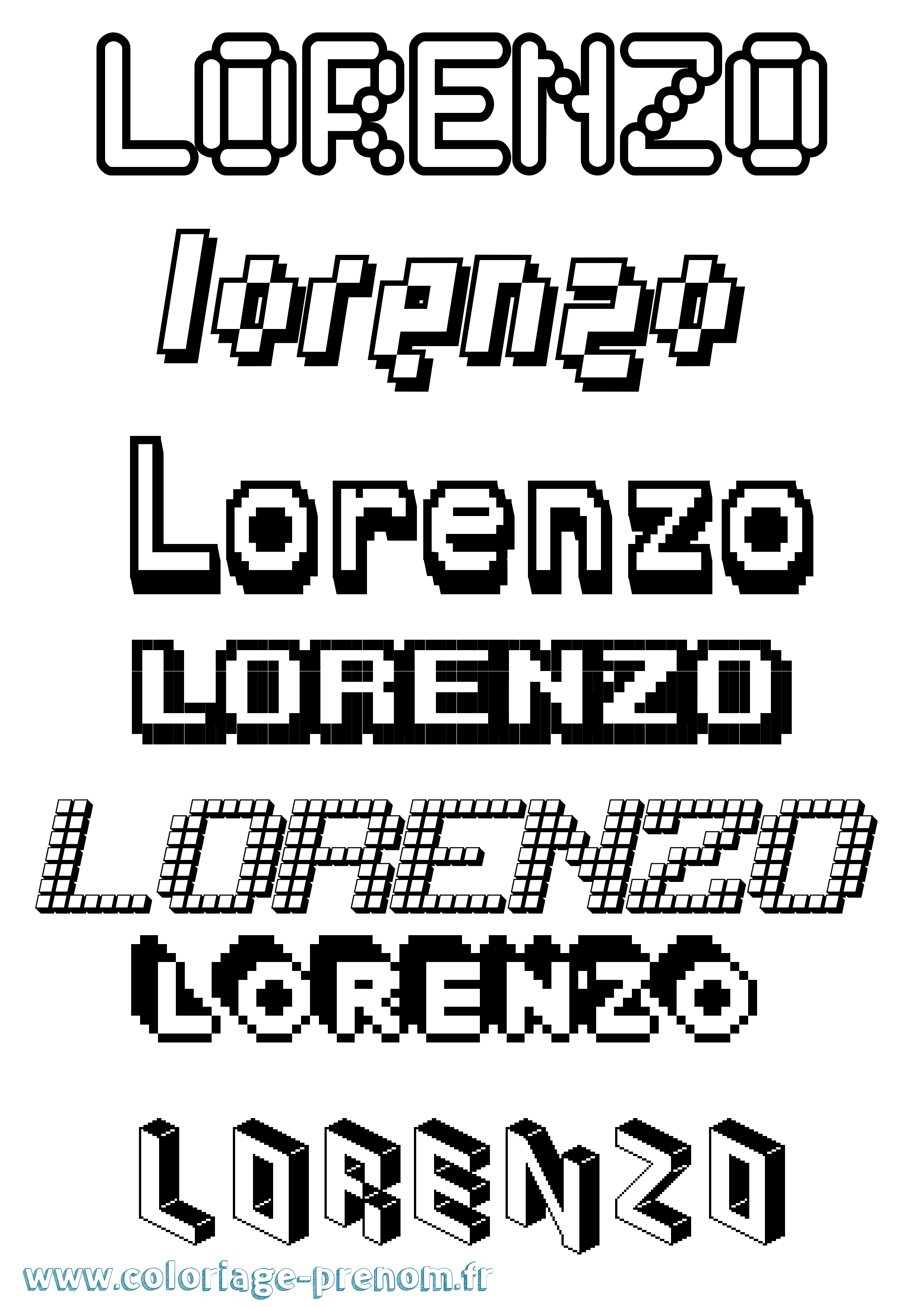 Coloriage prénom Lorenzo Pixel