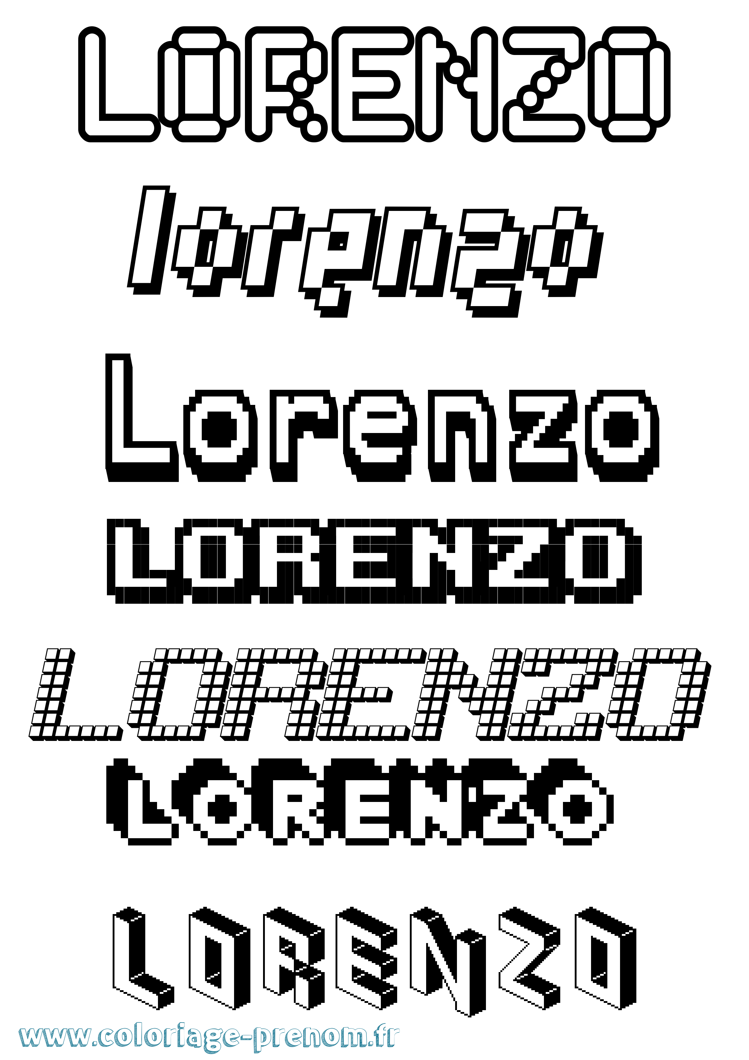 Coloriage Lorenzo Pixel Coloriage prénom Lorenzo Pixel