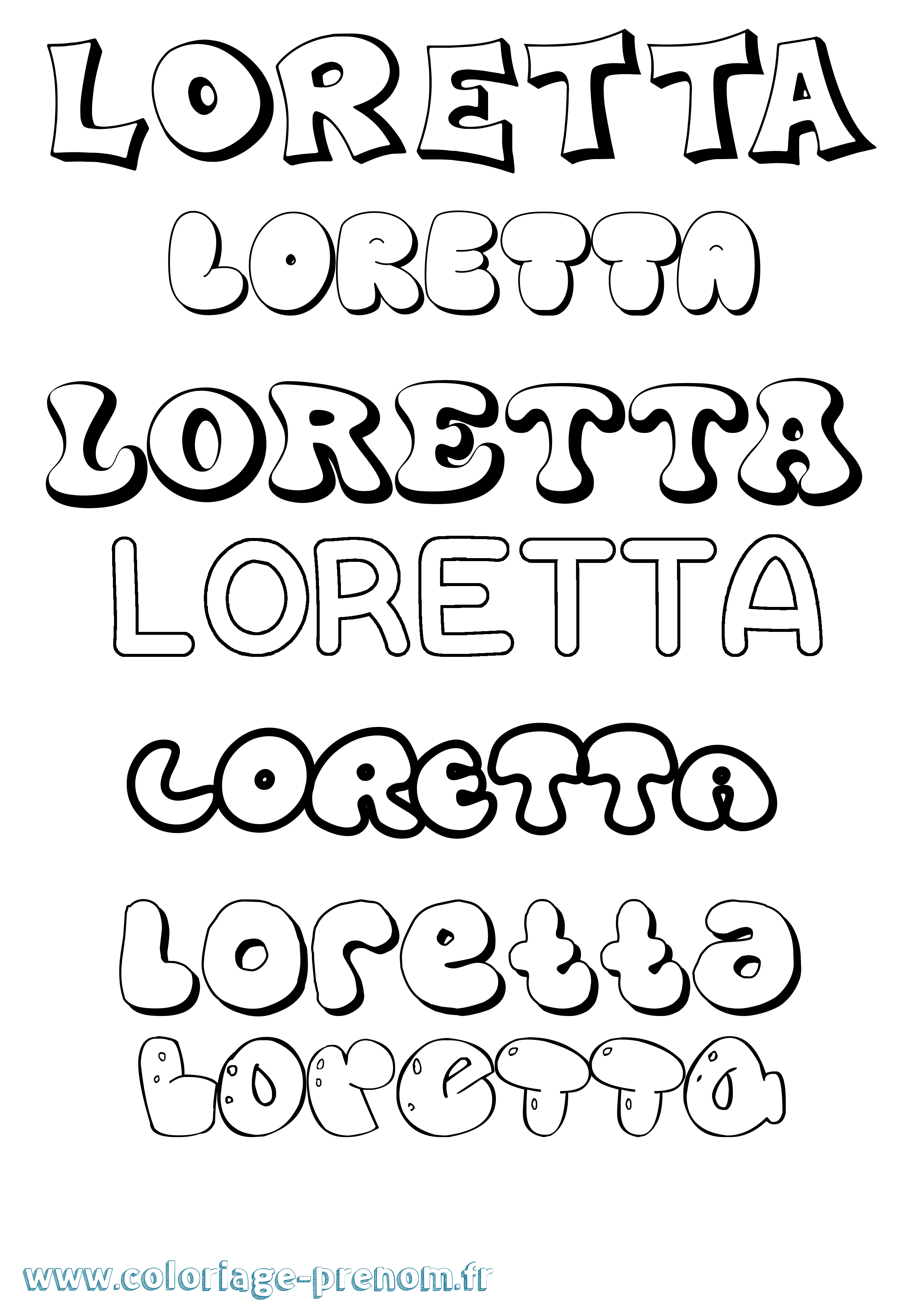 Coloriage Loretta Bubble Coloriage prénom Loretta Bubble