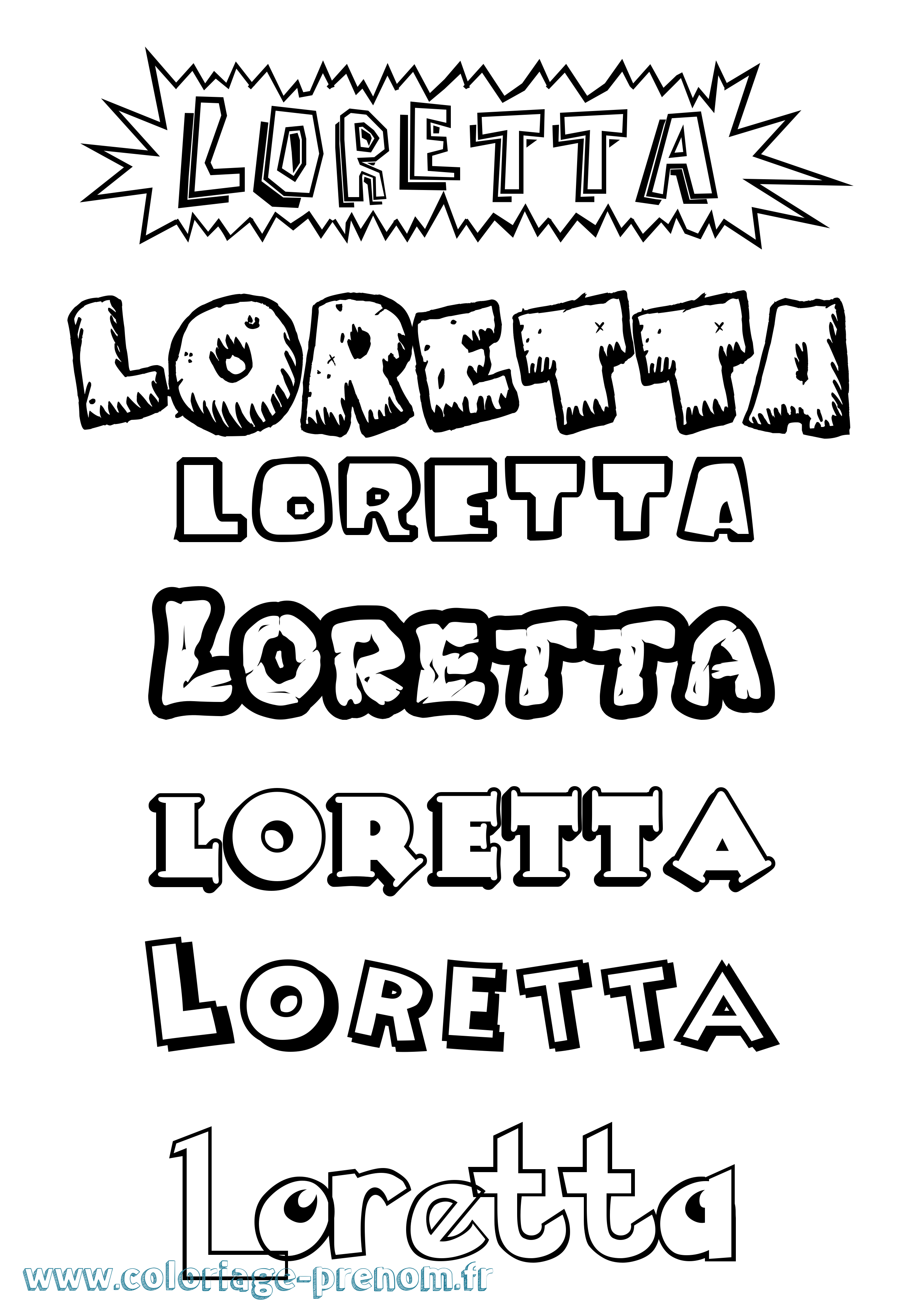 Coloriage Loretta Dessin Animé Coloriage prénom Loretta Dessin Animé