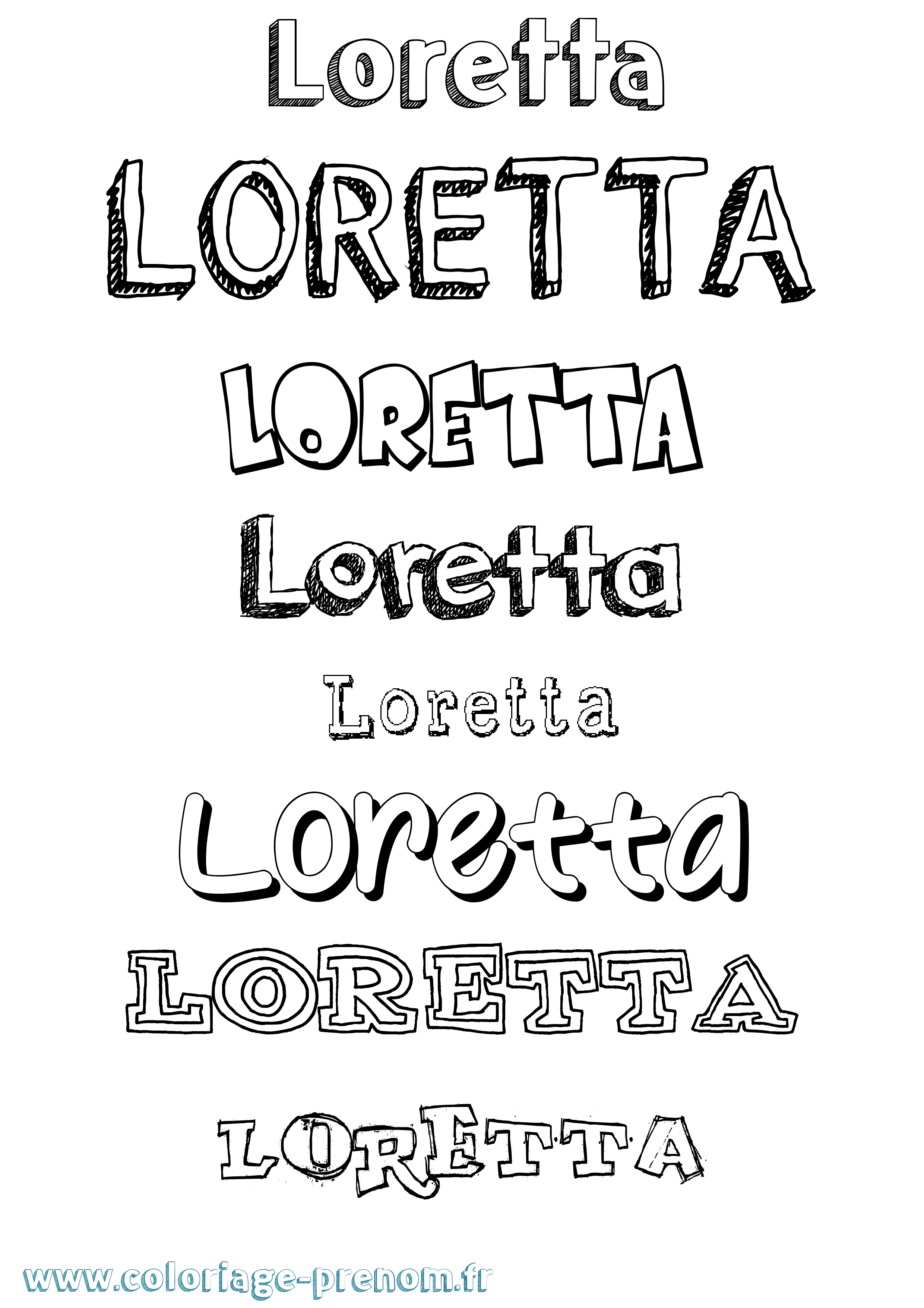 Coloriage Loretta Dessiné Coloriage prénom Loretta Dessiné