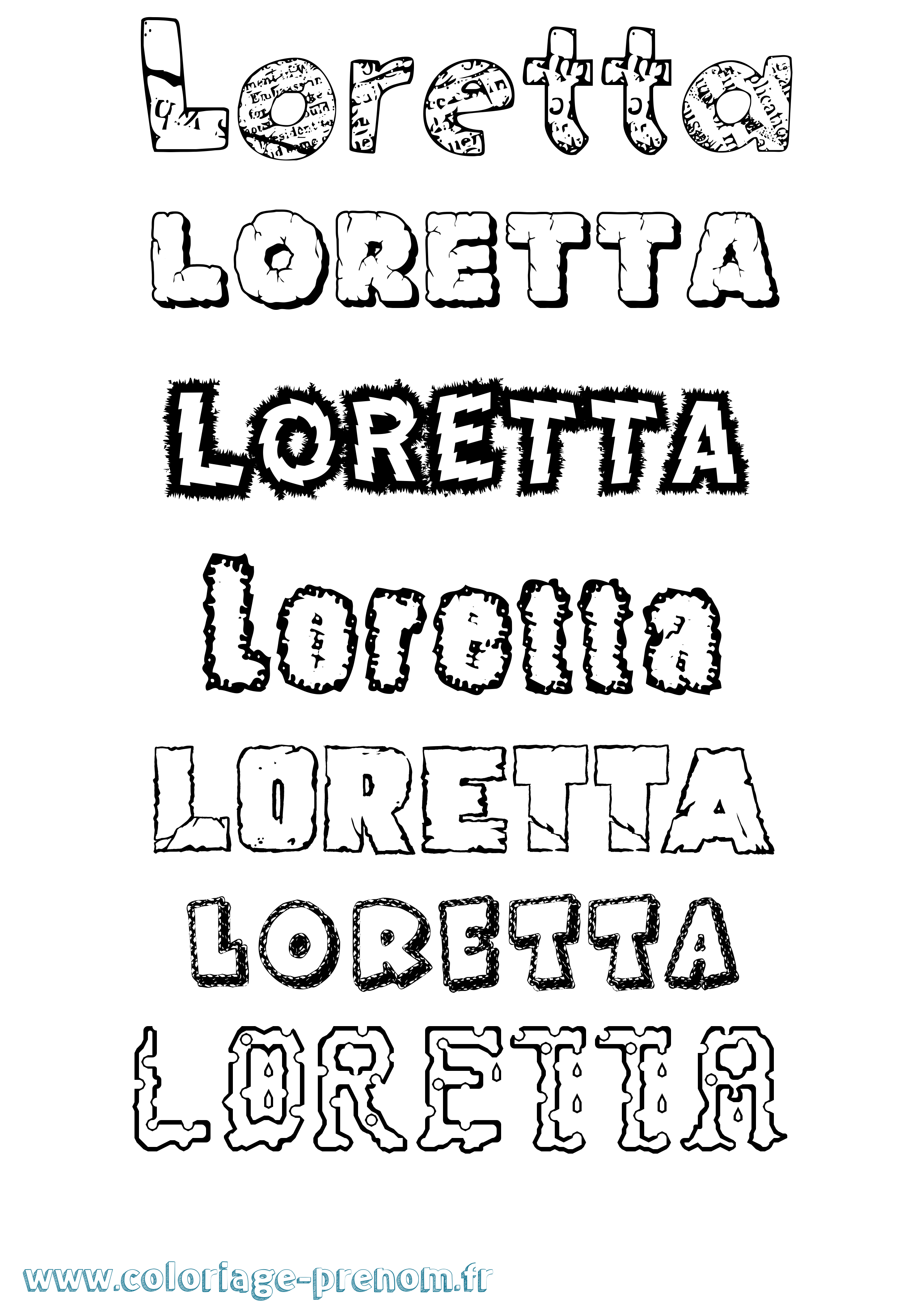 Coloriage Loretta Destructuré Coloriage prénom Loretta Destructuré