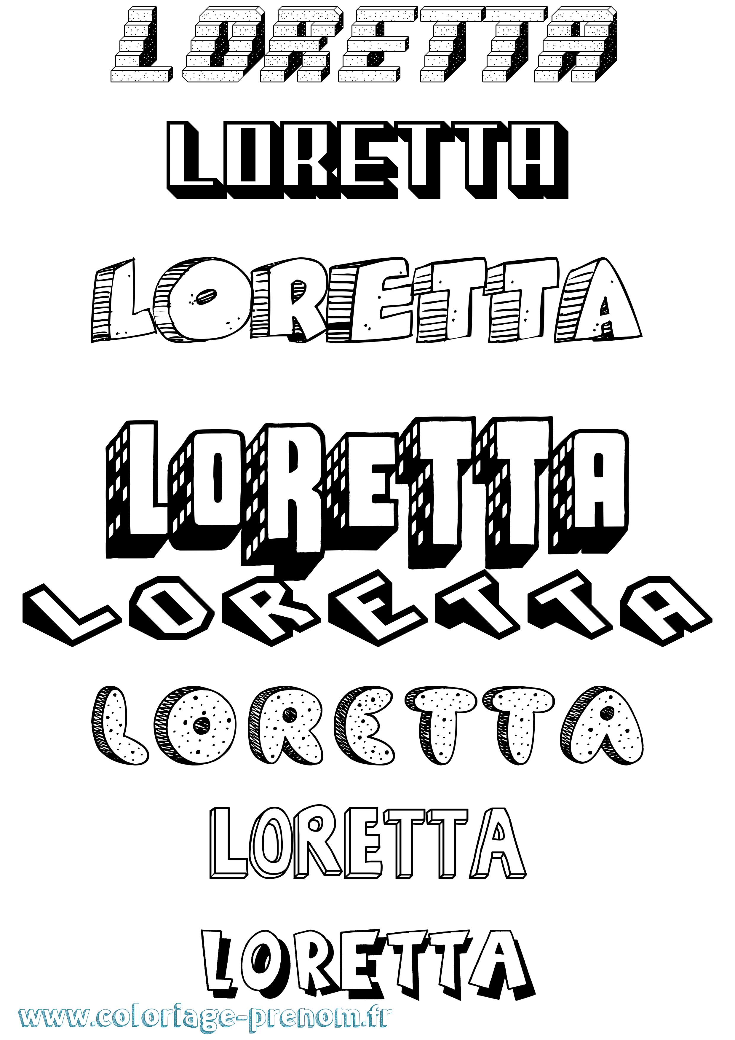 Coloriage Loretta Effet 3D Coloriage prénom Loretta Effet 3D