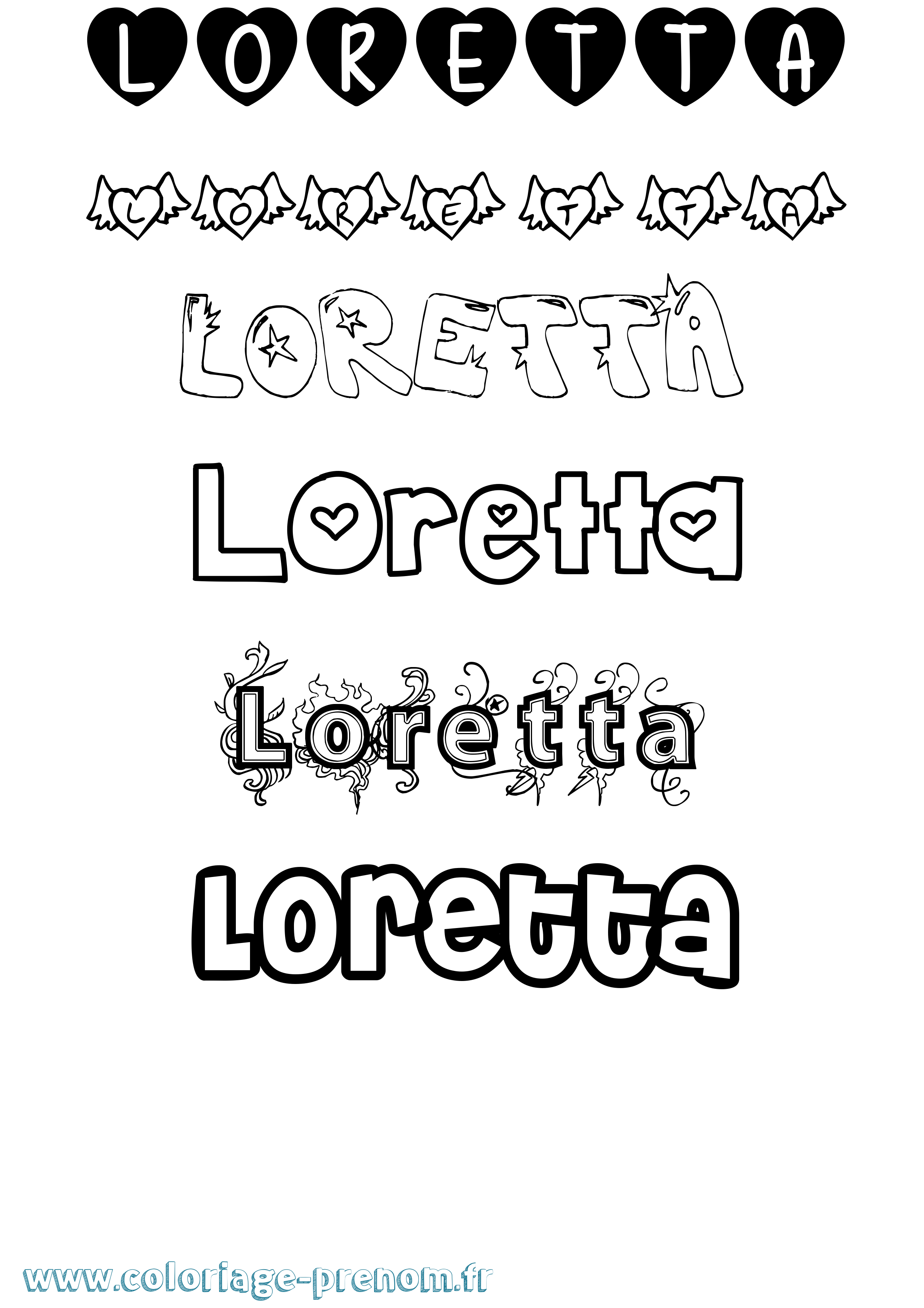 Coloriage Loretta Girly Coloriage prénom Loretta Girly