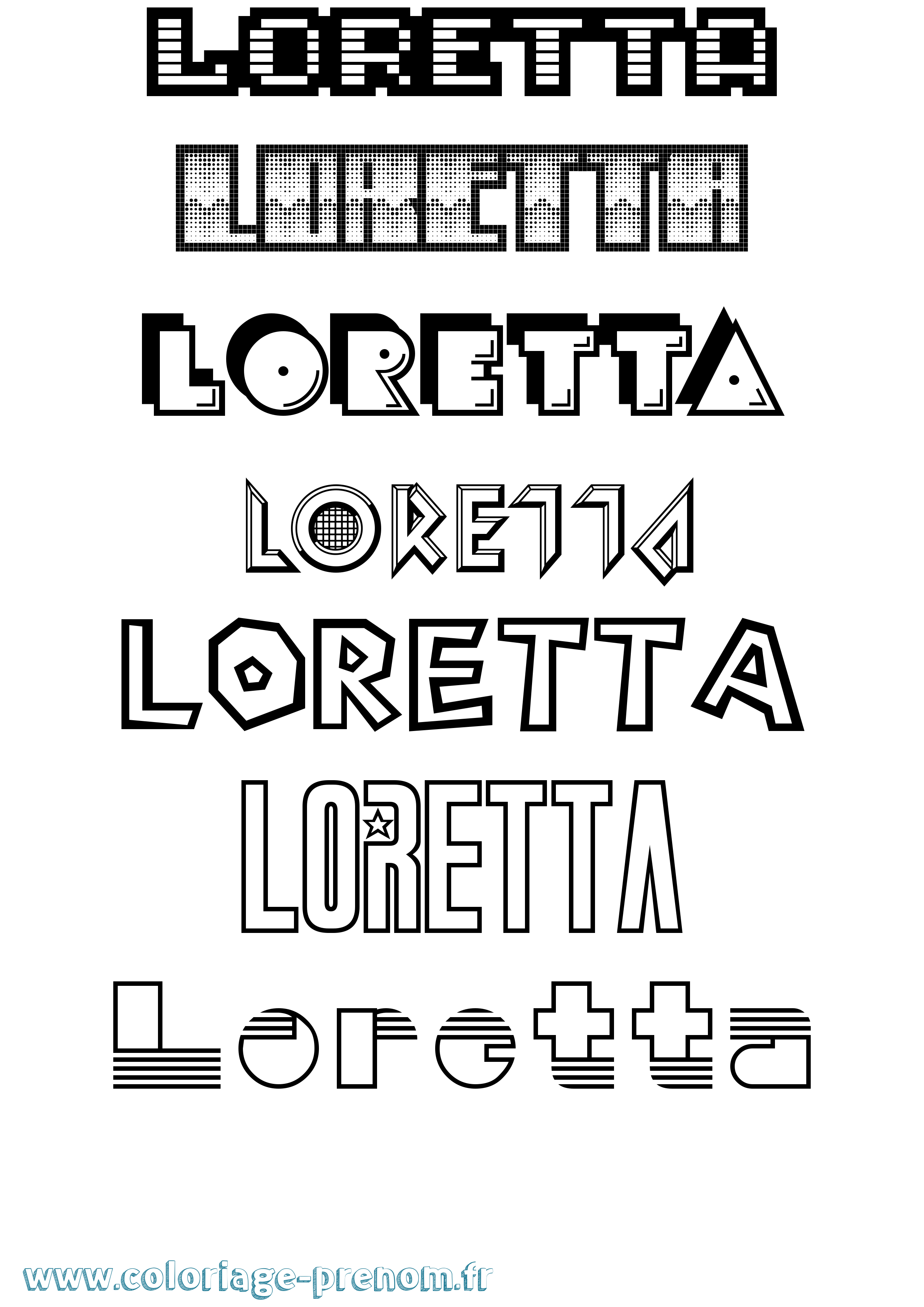 Coloriage Loretta Jeux Vidéos Coloriage prénom Loretta Jeux Vidéos