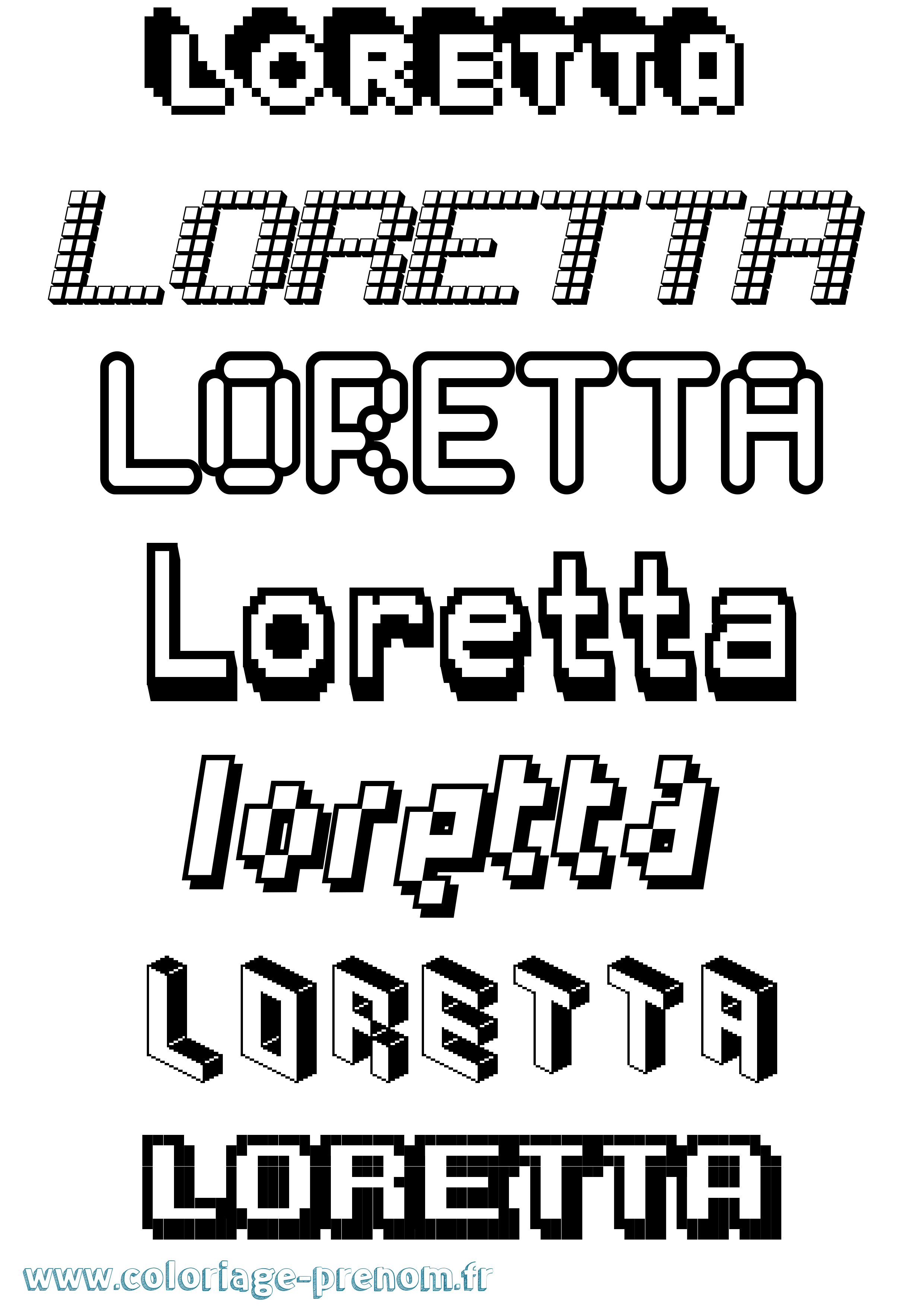 Coloriage Loretta Pixel Coloriage prénom Loretta Pixel