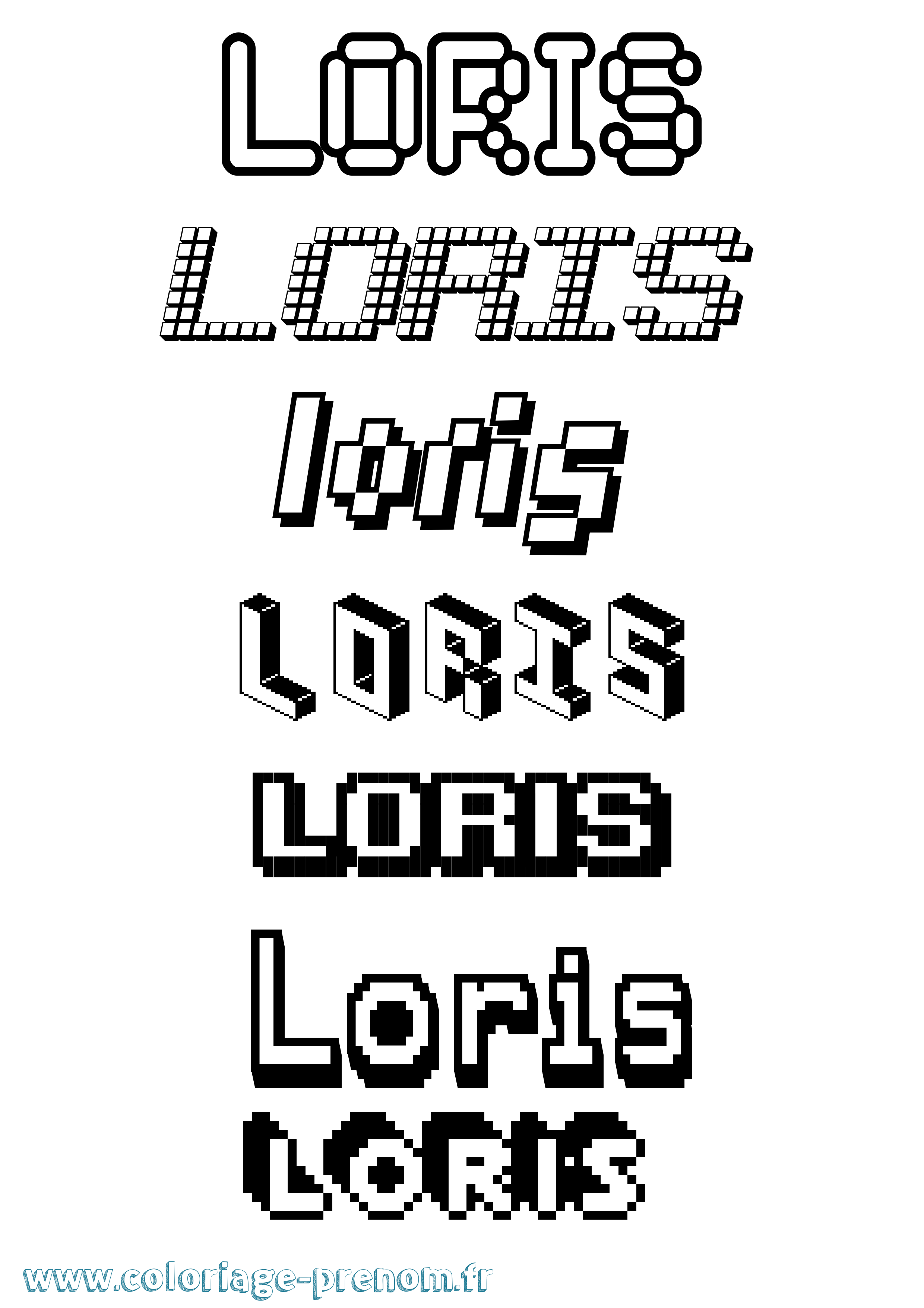 Coloriage prénom Loris Pixel