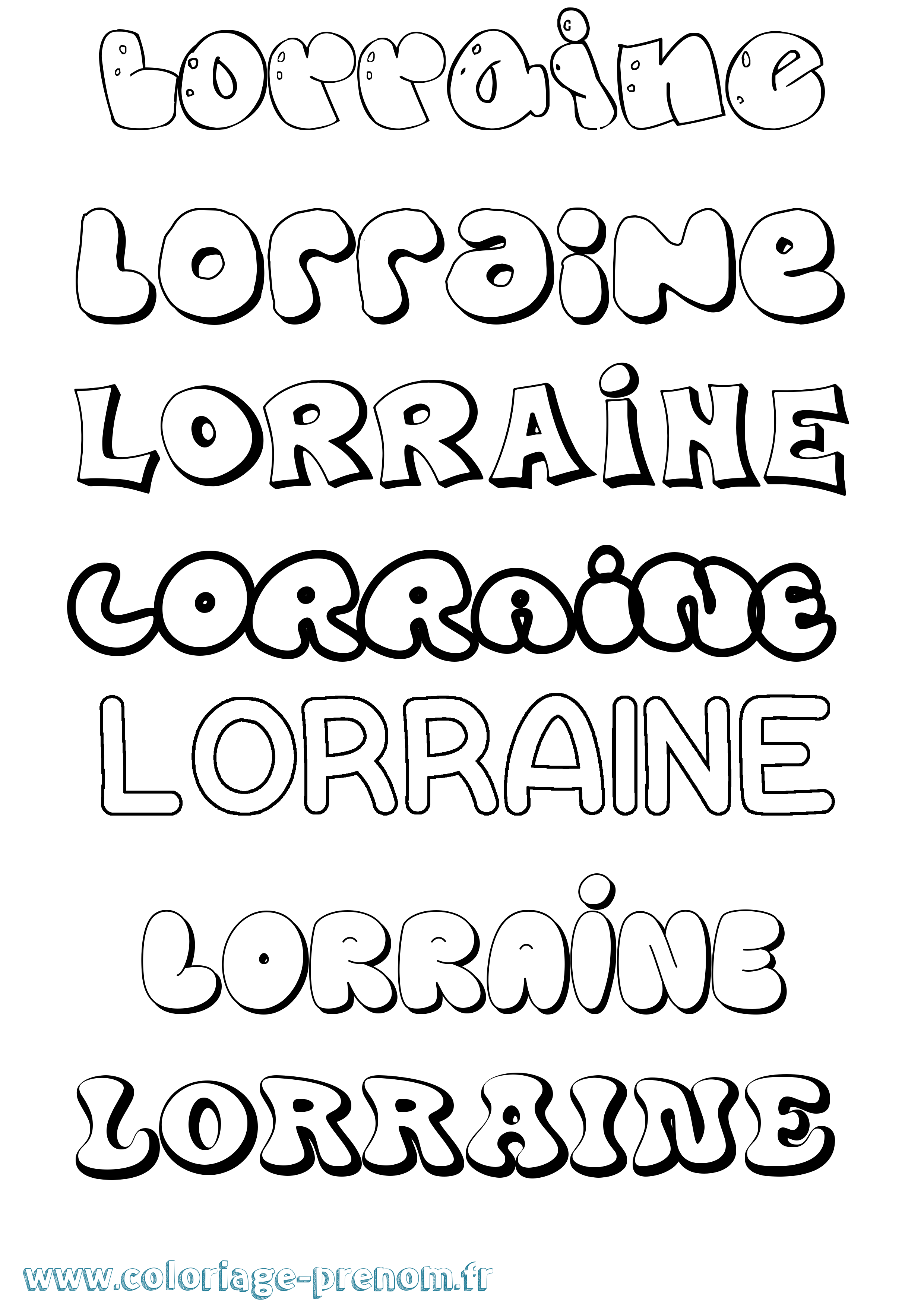 Coloriage prénom Lorraine Bubble