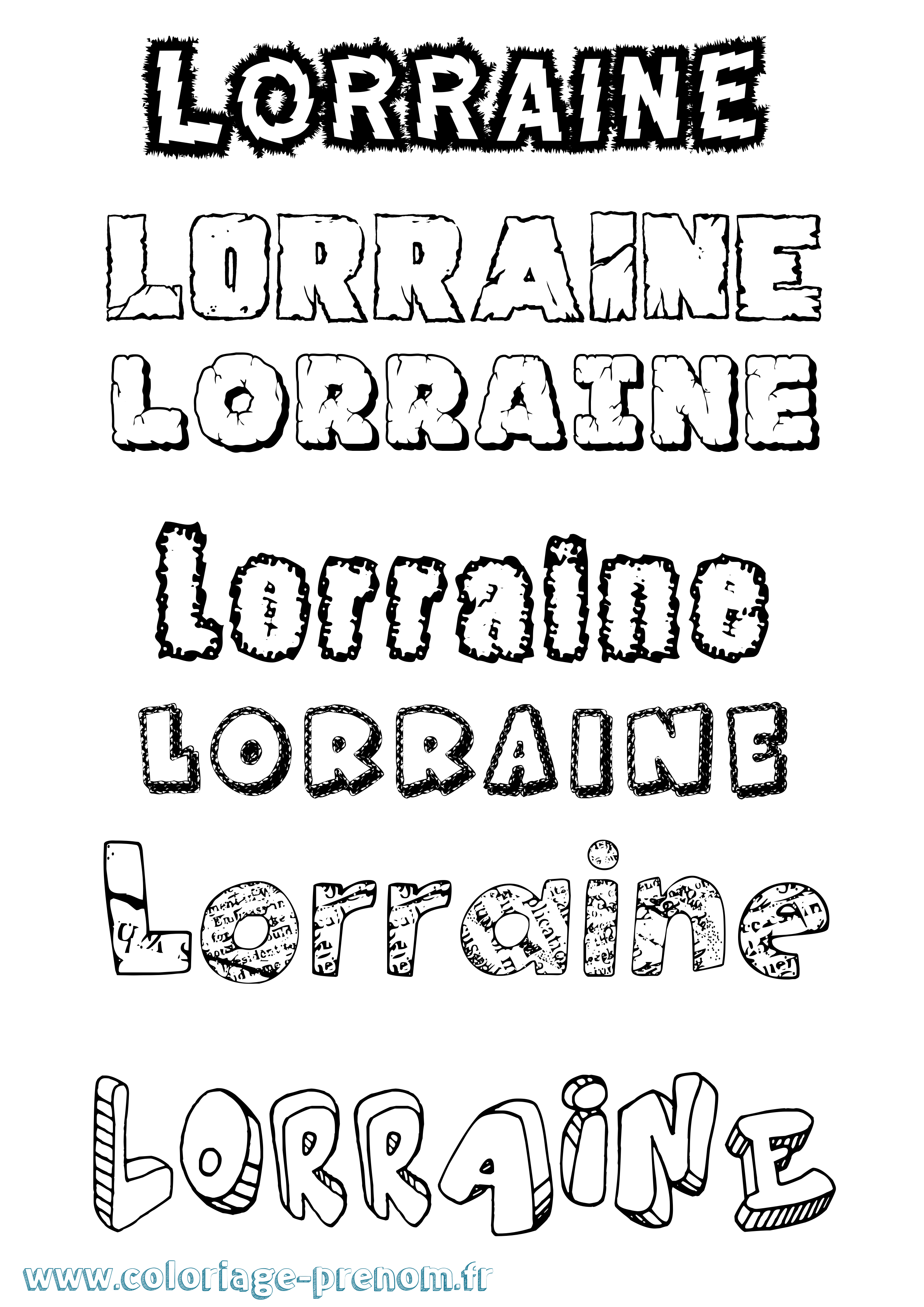 Coloriage prénom Lorraine Destructuré