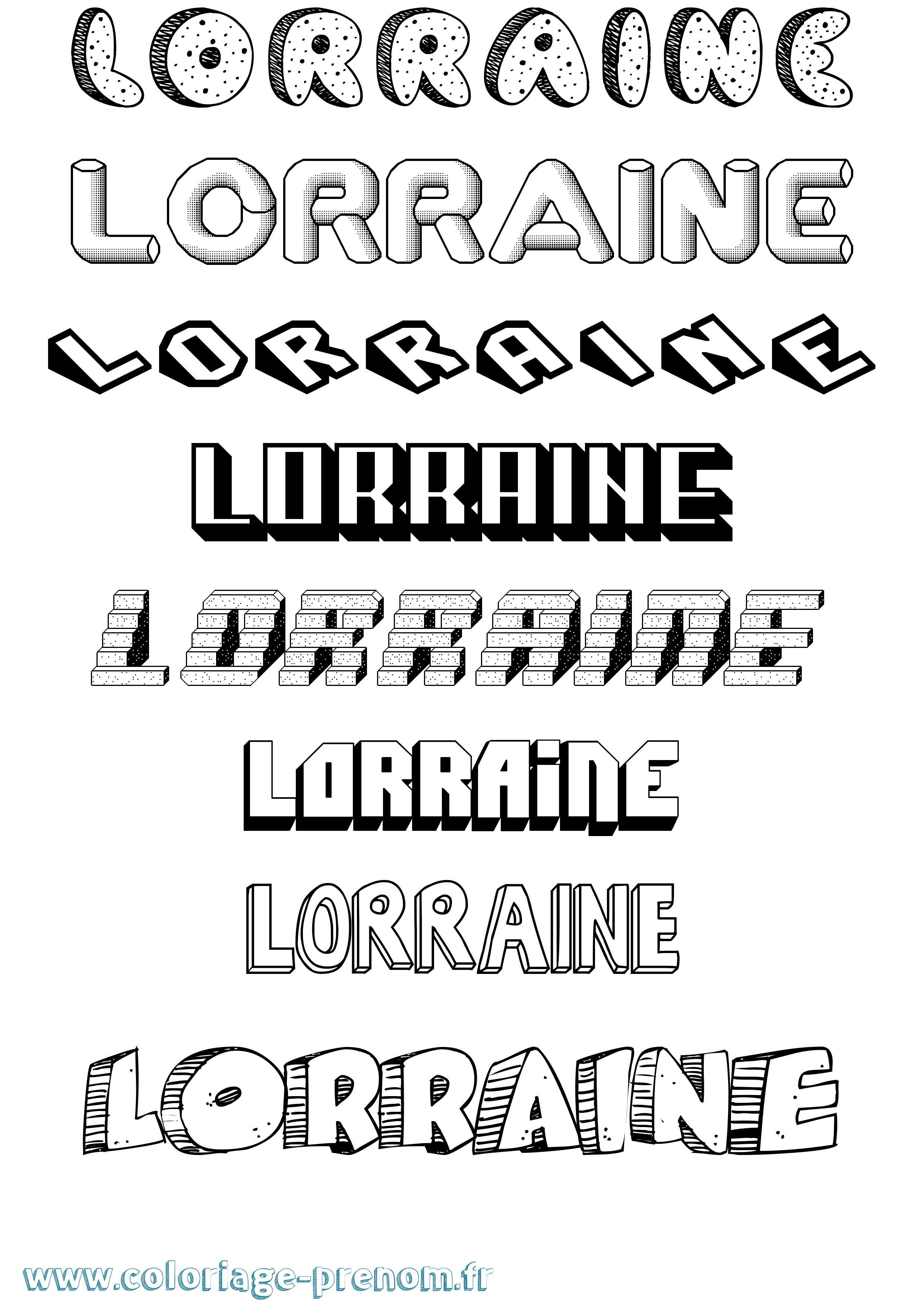 Coloriage prénom Lorraine Effet 3D