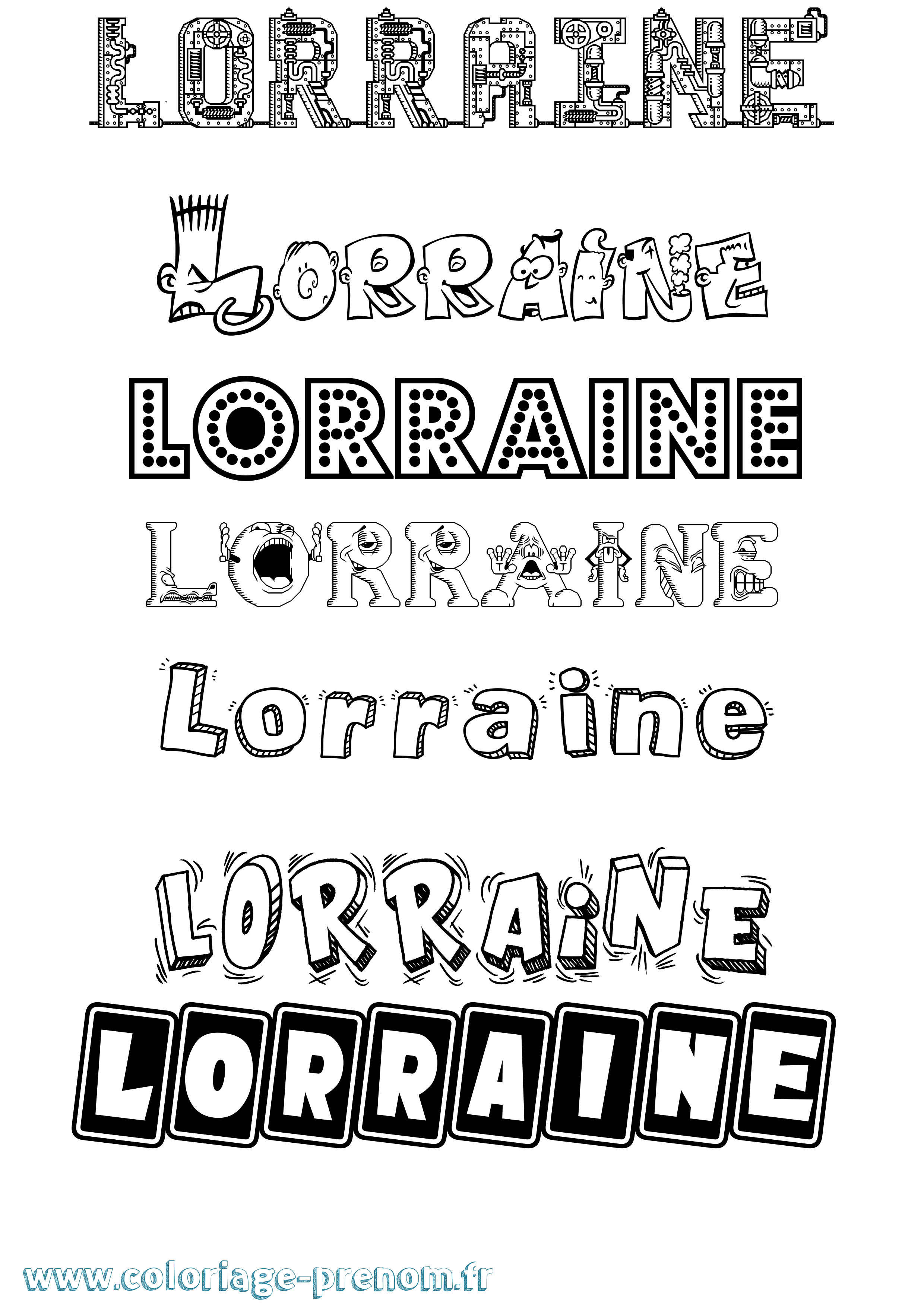 Coloriage prénom Lorraine Fun