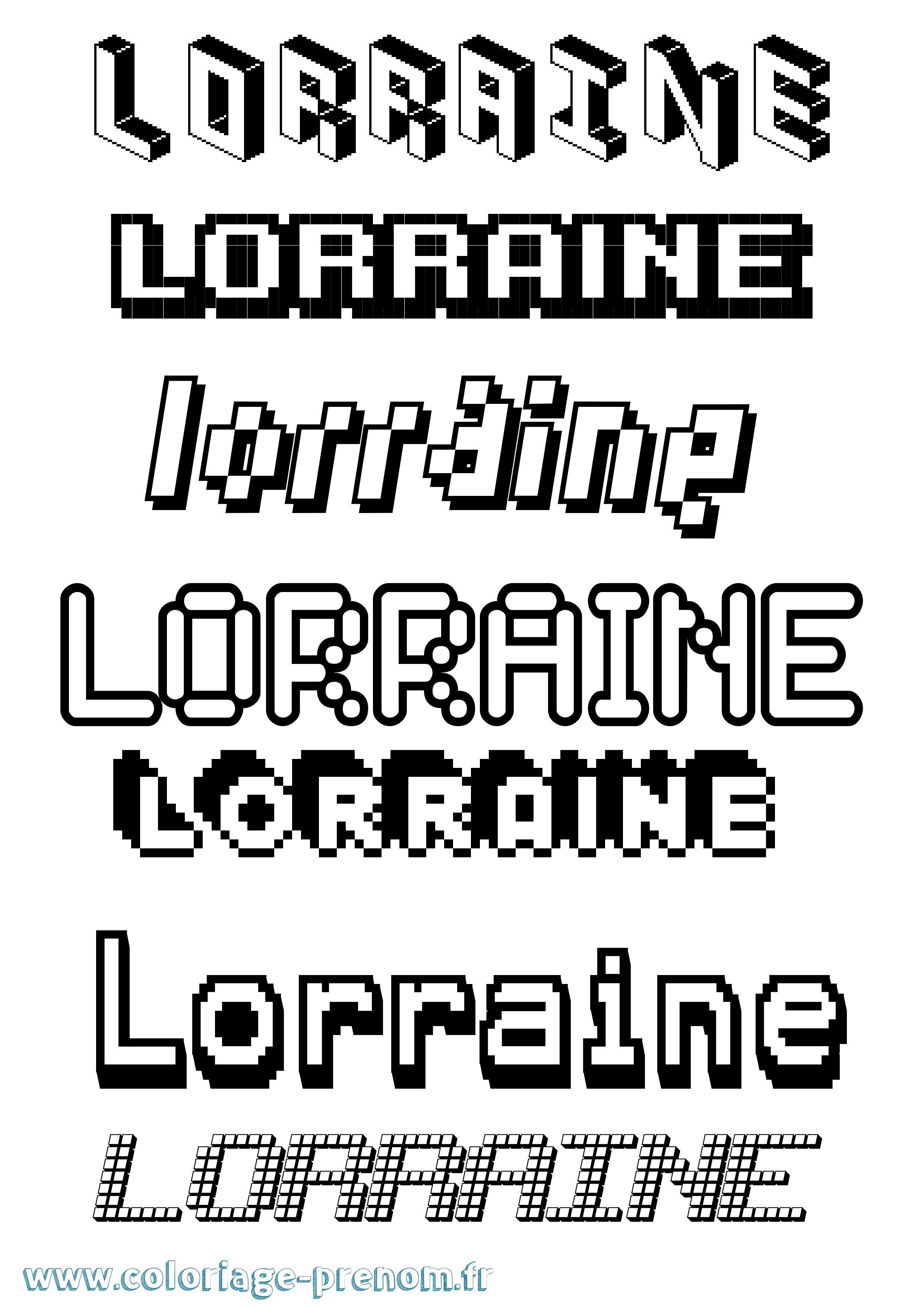 Coloriage prénom Lorraine Pixel