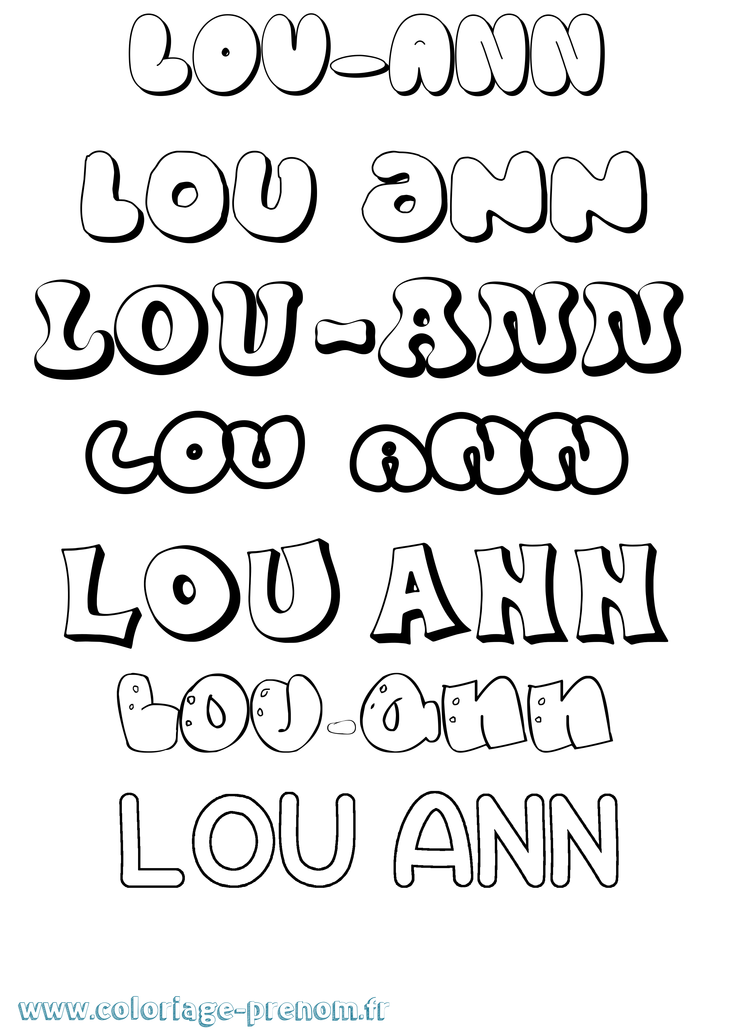 Coloriage Lou-Ann Bubble Coloriage prénom Lou-Ann Bubble