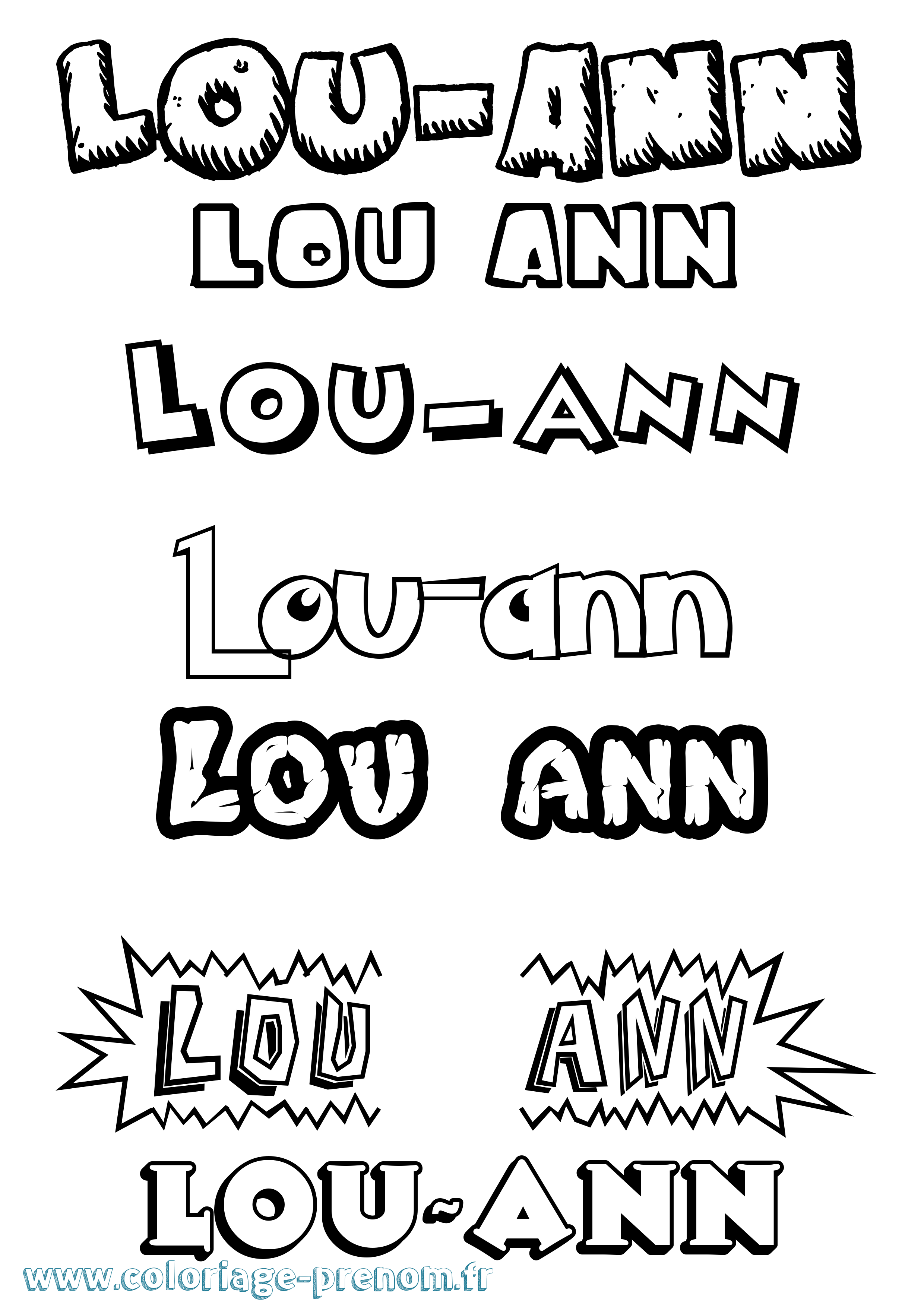 Coloriage Lou-Ann Dessin Animé Coloriage prénom Lou-Ann Dessin Animé