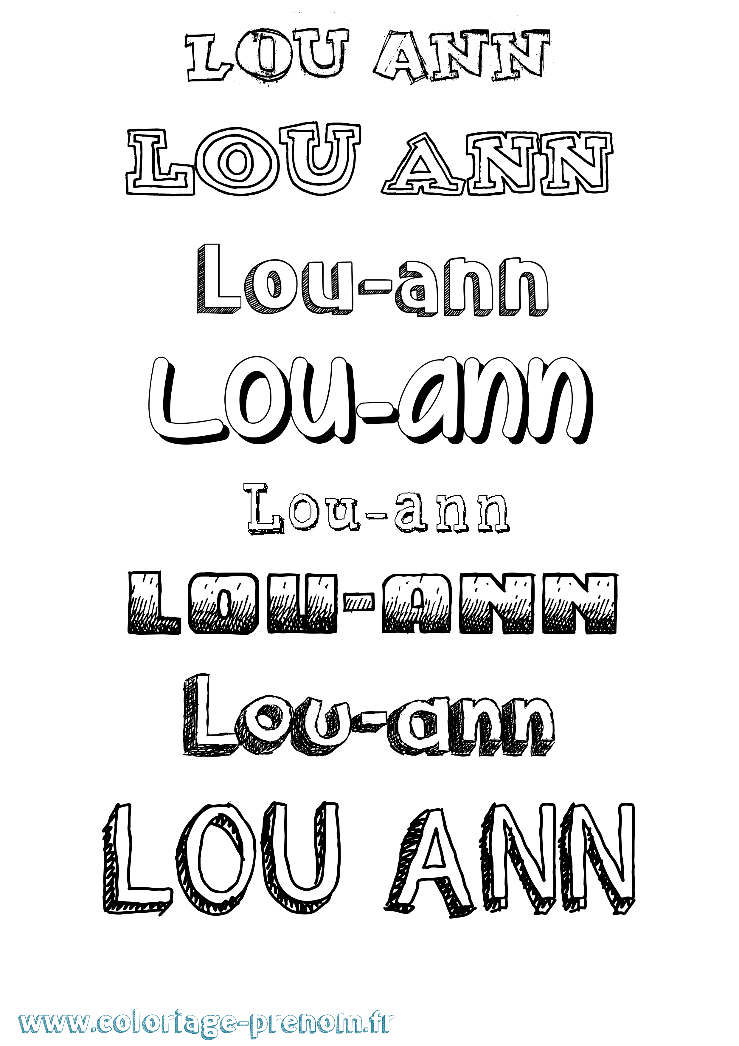 Coloriage Lou-Ann Dessiné Coloriage prénom Lou-Ann Dessiné