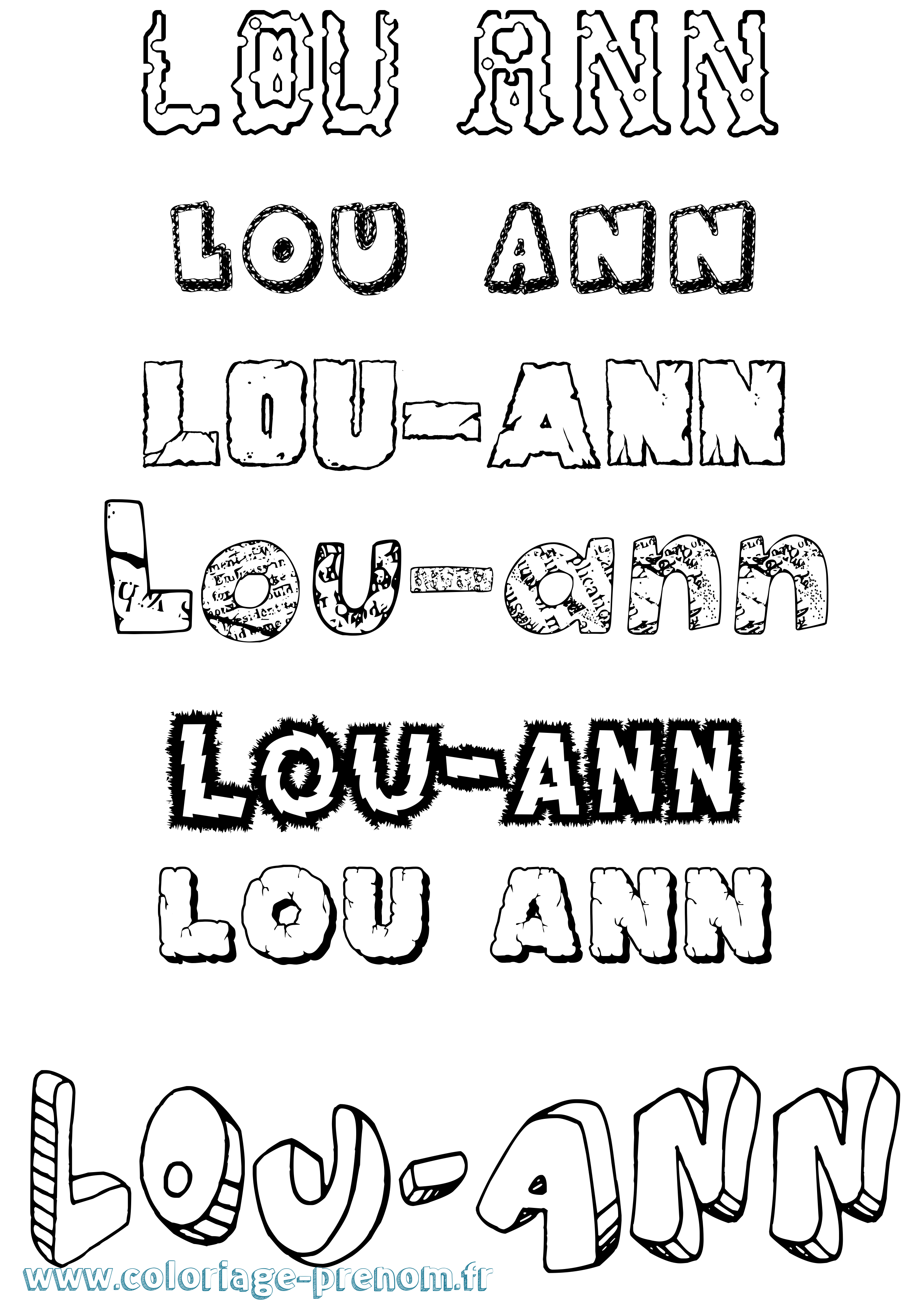 Coloriage Lou-Ann Destructuré Coloriage prénom Lou-Ann Destructuré