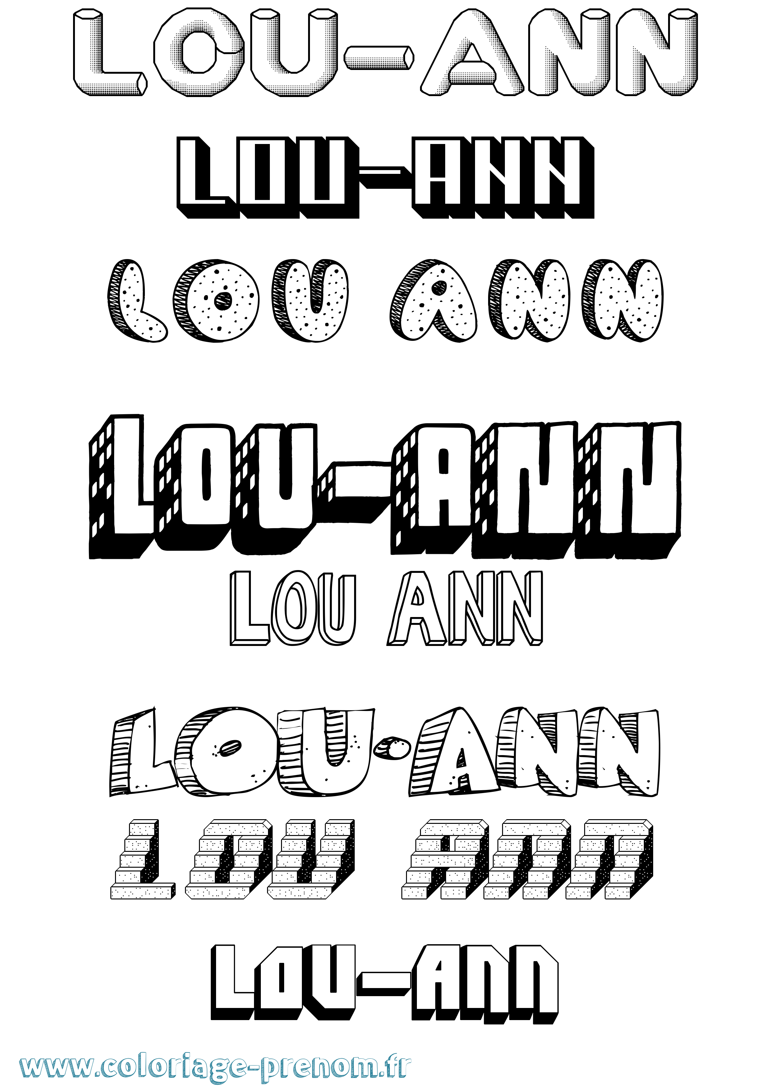 Coloriage Lou-Ann Effet 3D Coloriage prénom Lou-Ann Effet 3D