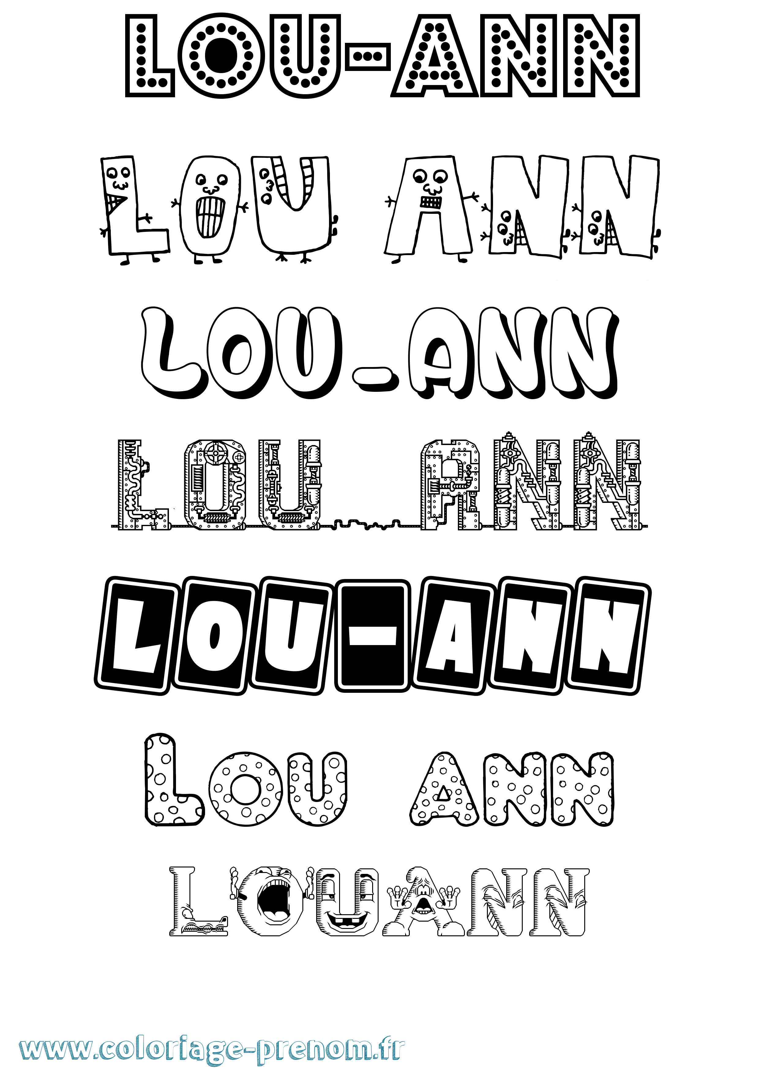 Coloriage prénom Lou-Ann