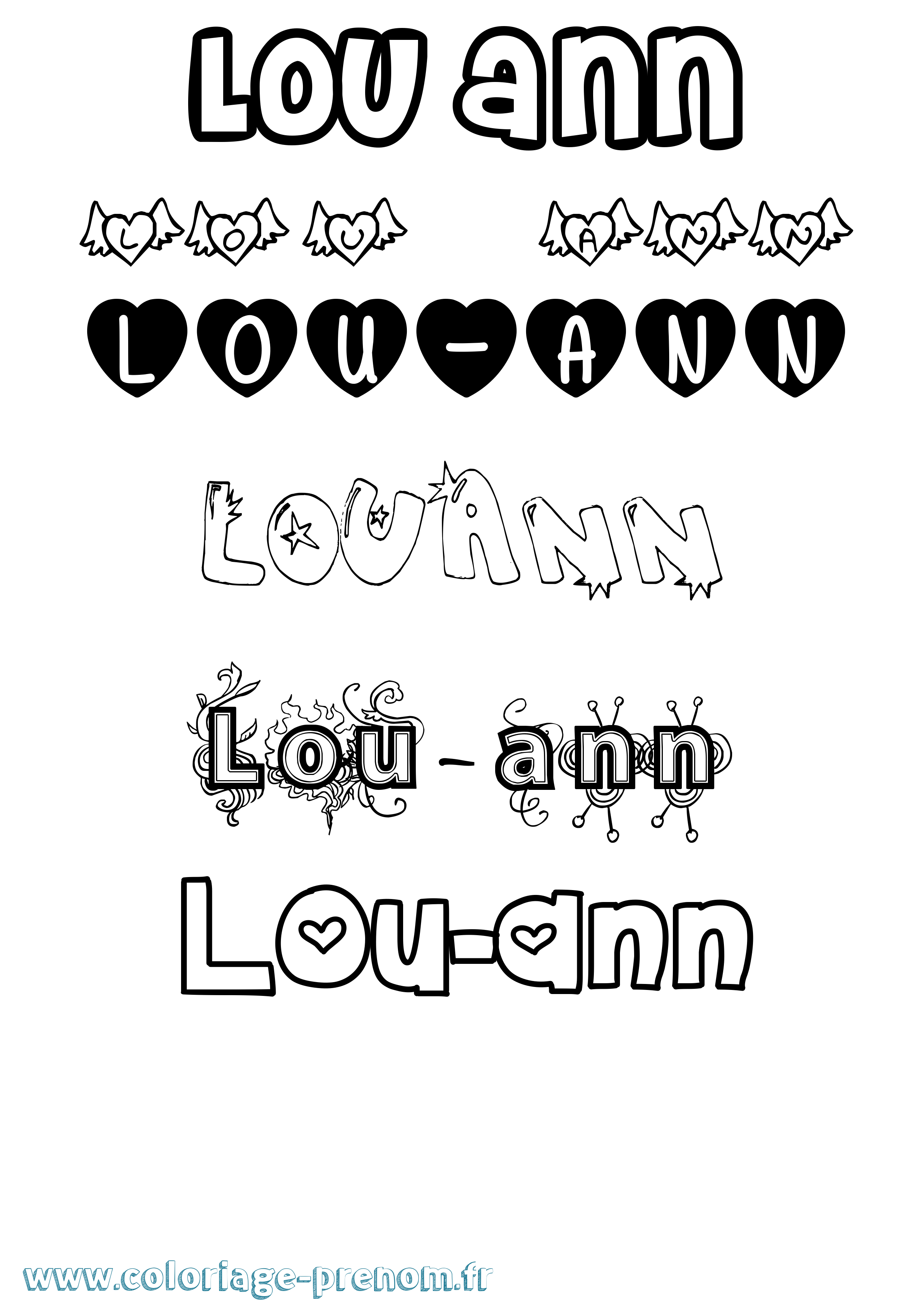 Coloriage Lou-Ann Girly Coloriage prénom Lou-Ann Girly