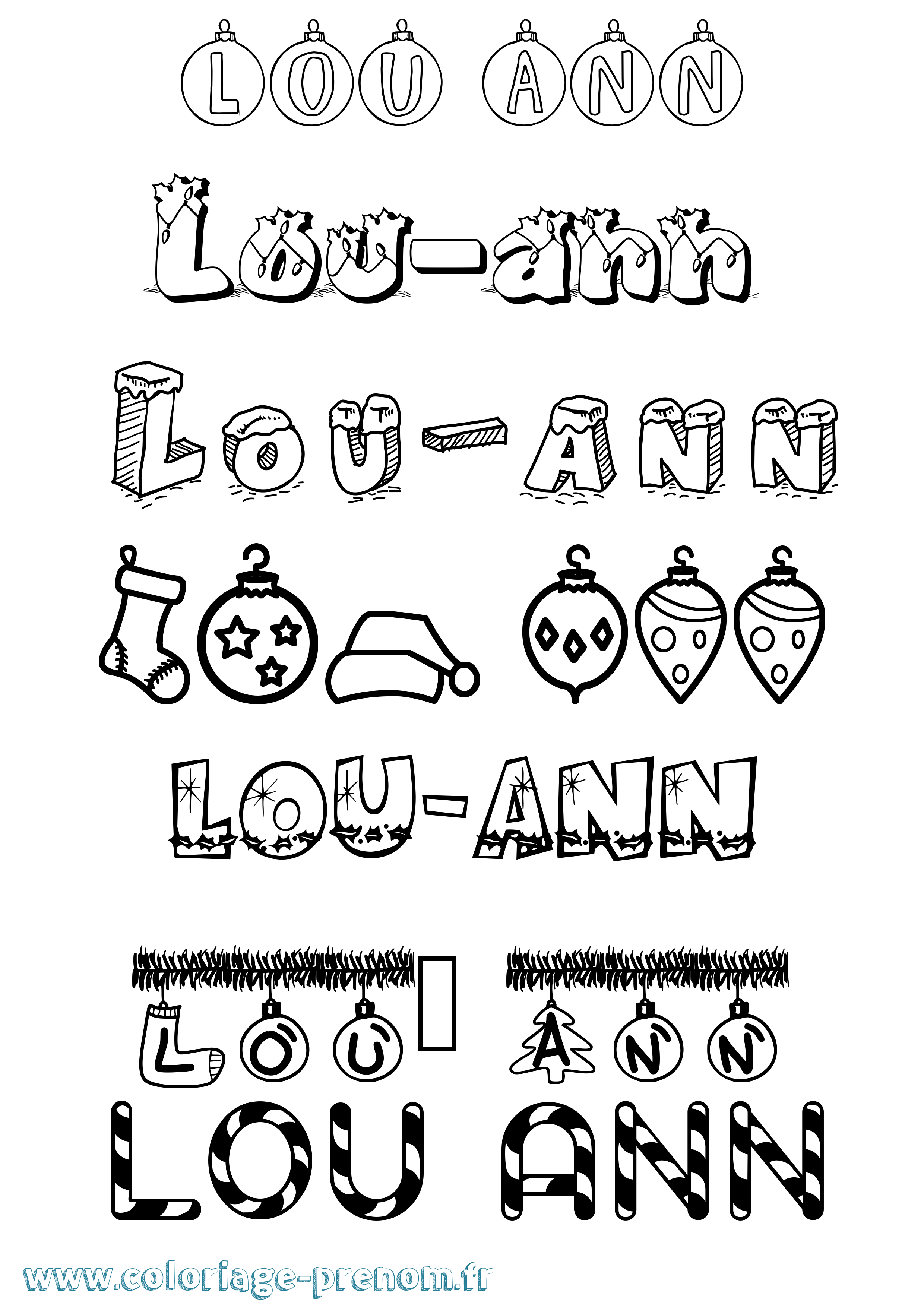 Coloriage Lou-Ann Noël Coloriage prénom Lou-Ann Noël