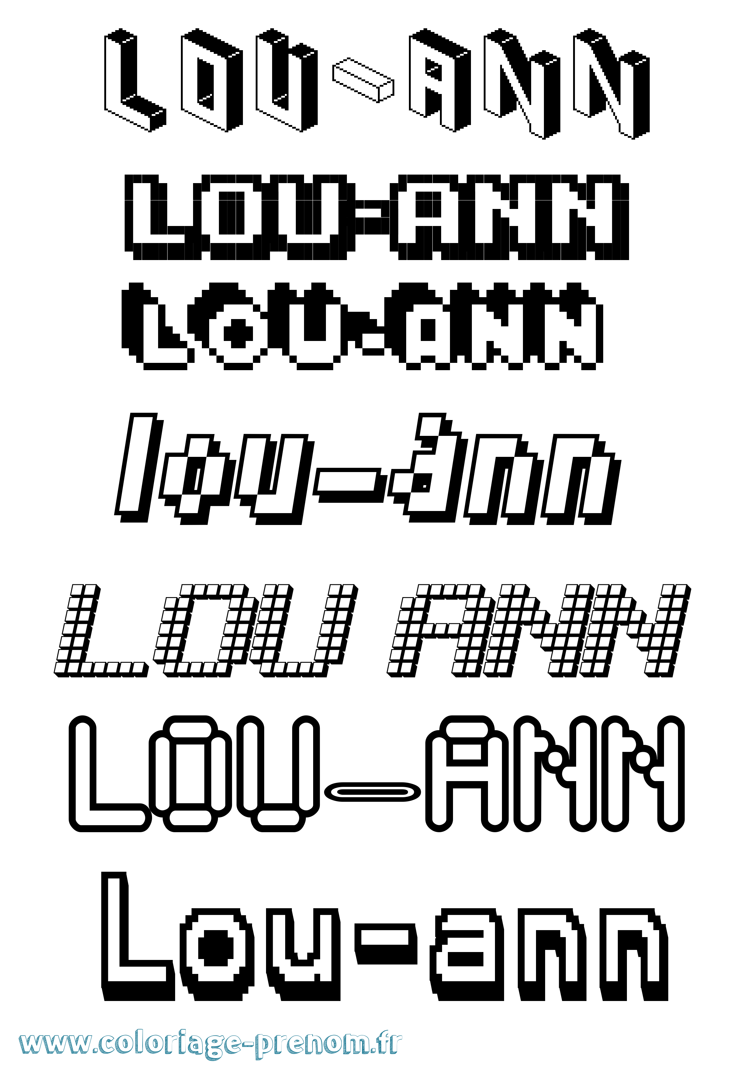 Coloriage Lou-Ann Pixel Coloriage prénom Lou-Ann Pixel