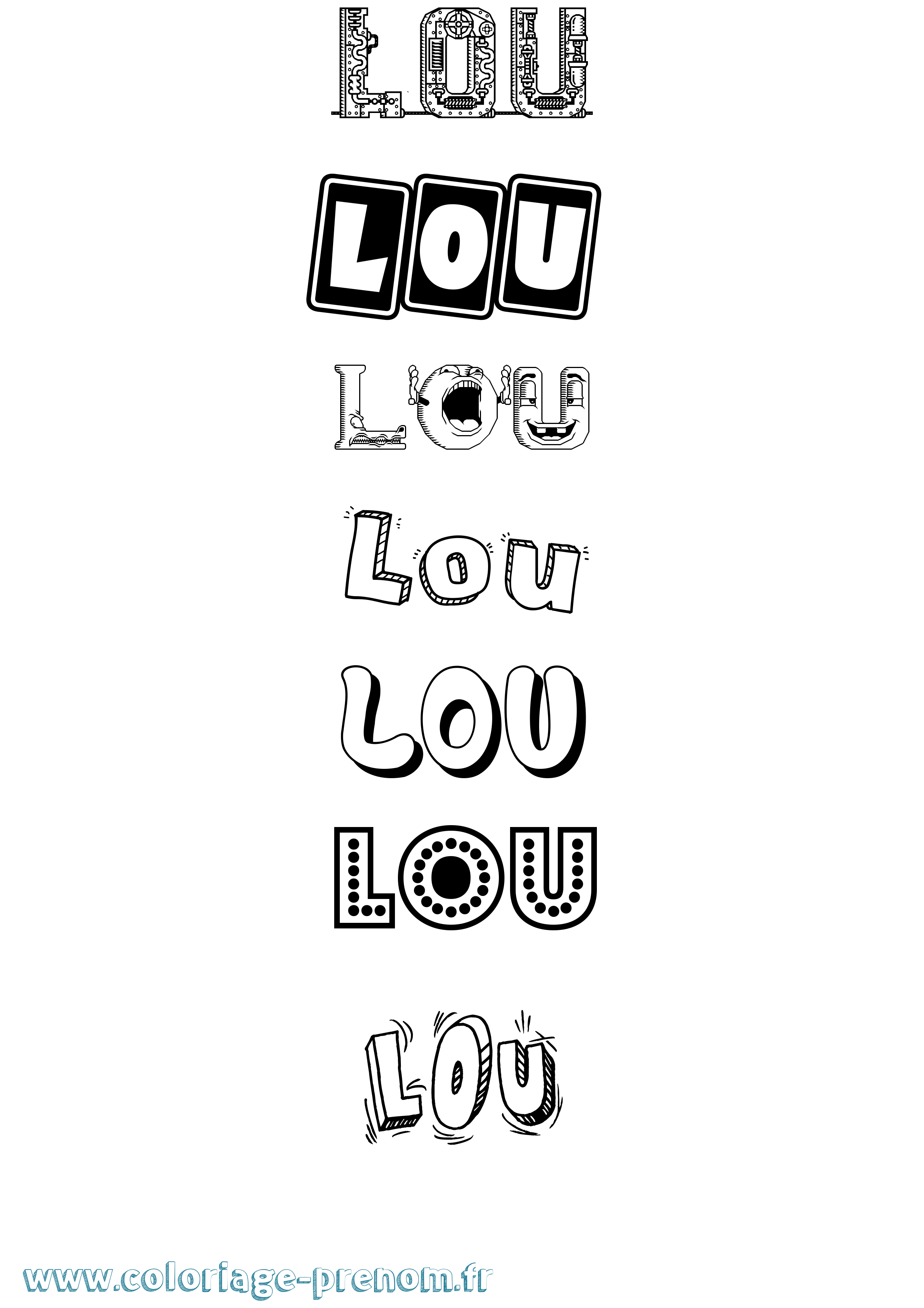 Coloriage Lou Fun Coloriage prénom Lou Fun