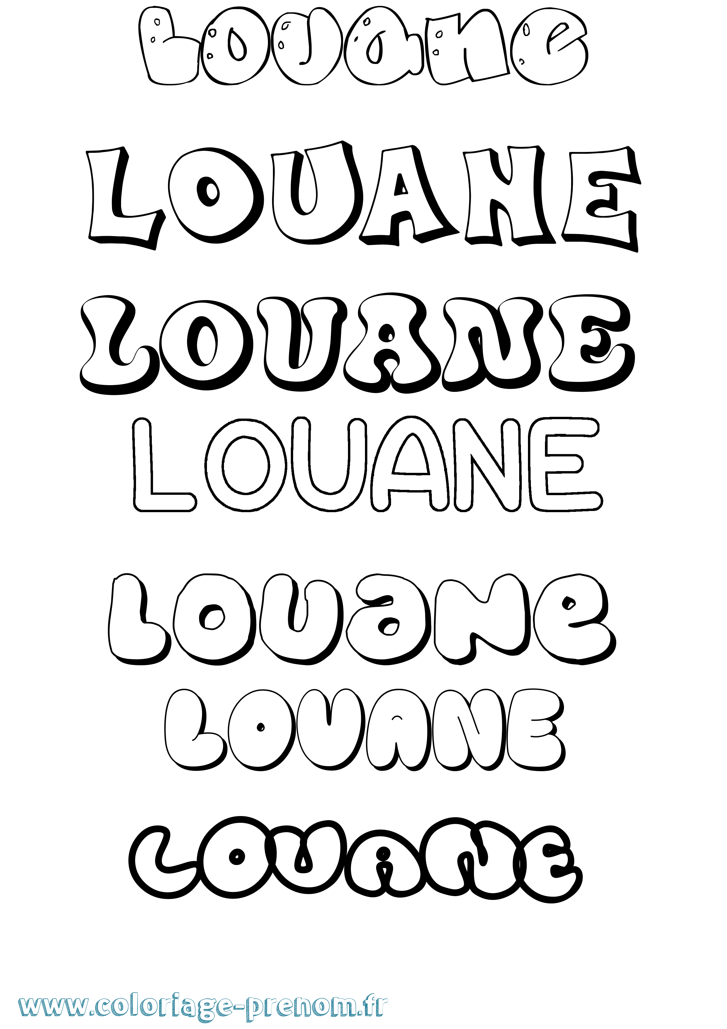 Coloriage prénom Louane Bubble