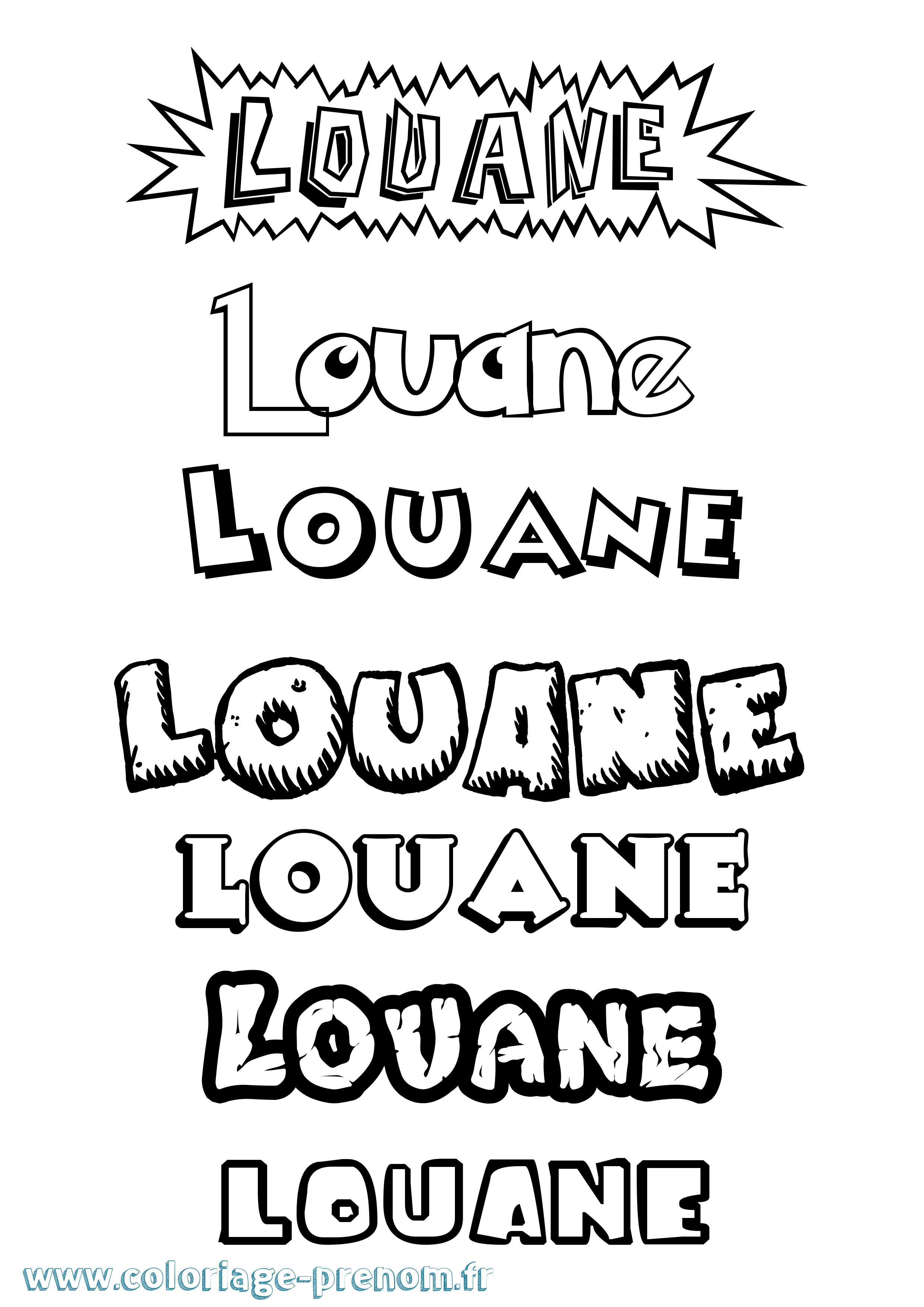 Coloriage prénom Louane Dessin Animé