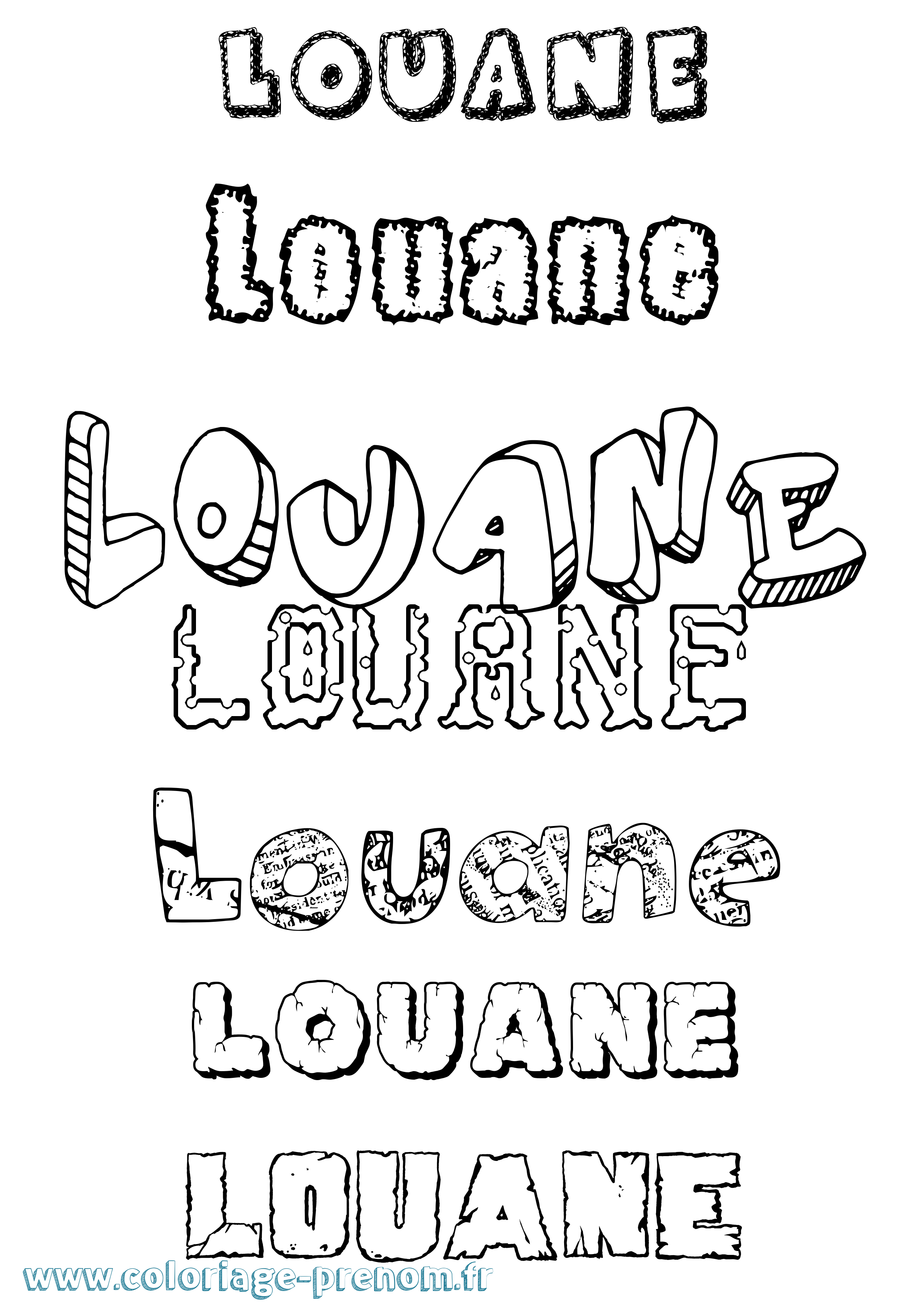 Coloriage prénom Louane Destructuré