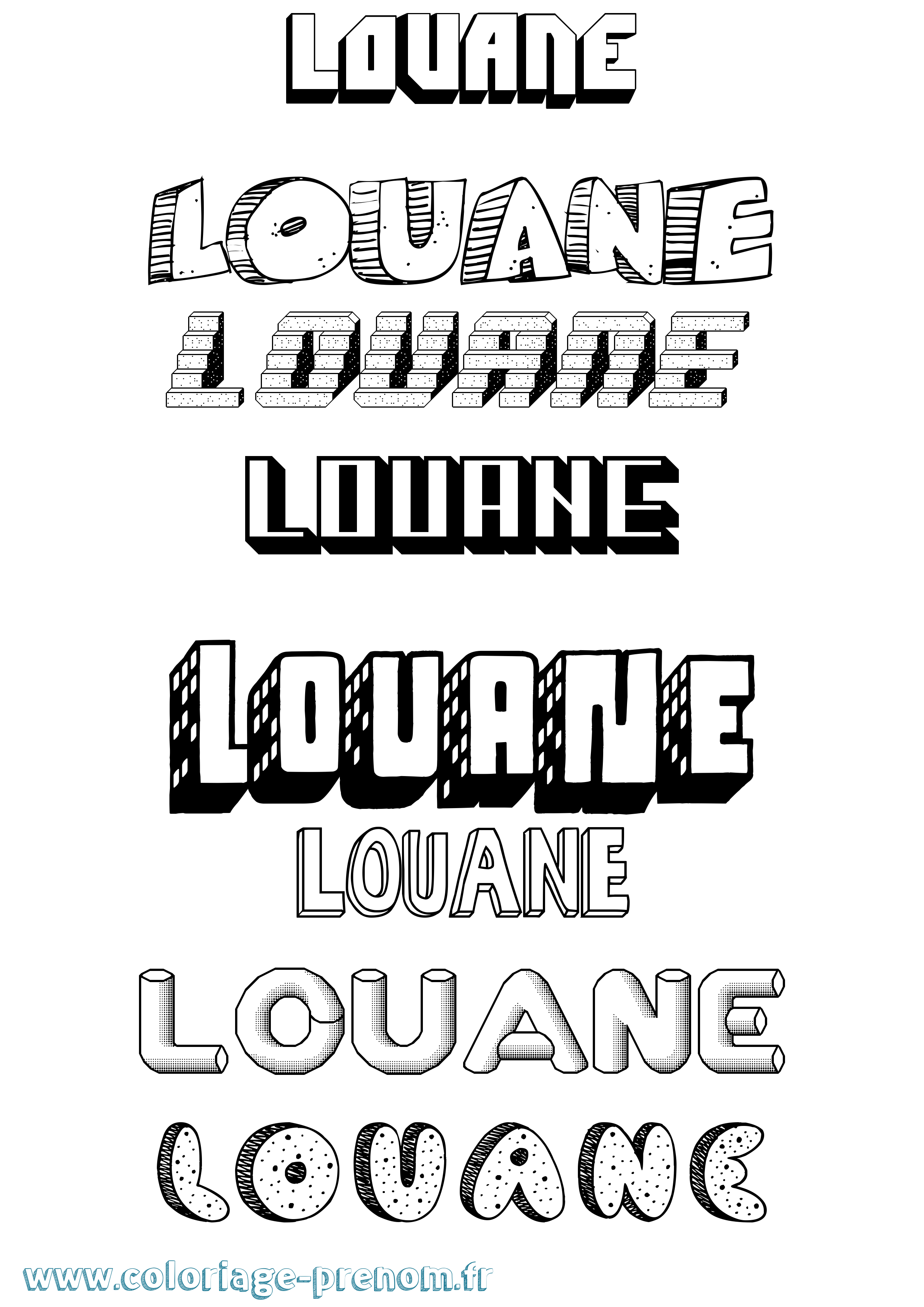Coloriage prénom Louane Effet 3D