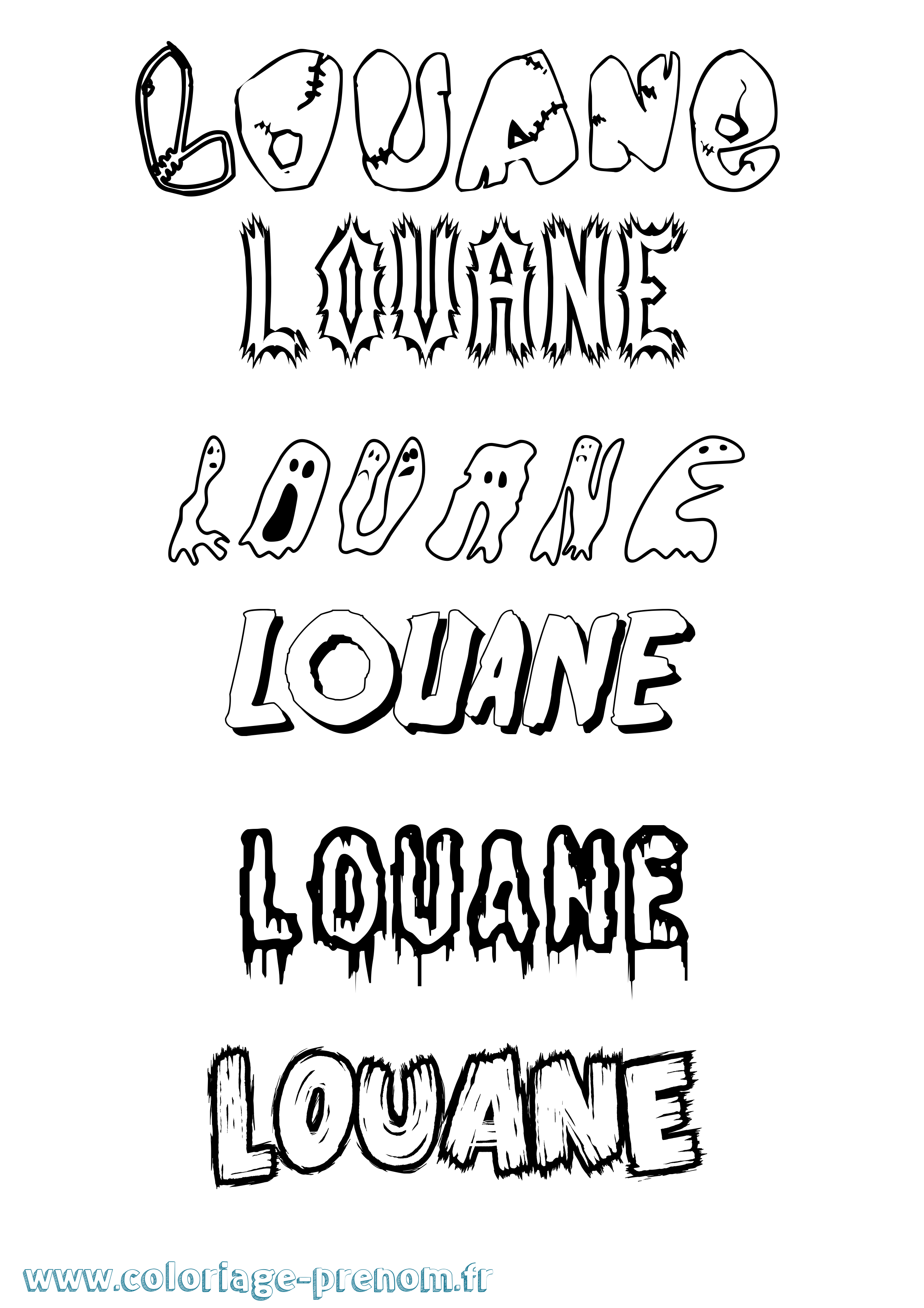 Coloriage prénom Louane Frisson