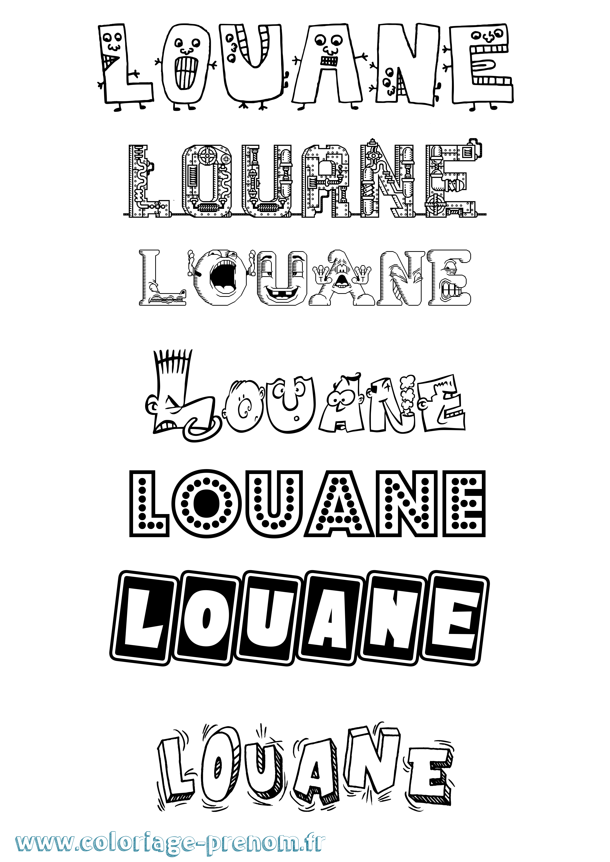 Coloriage prénom Louane Fun