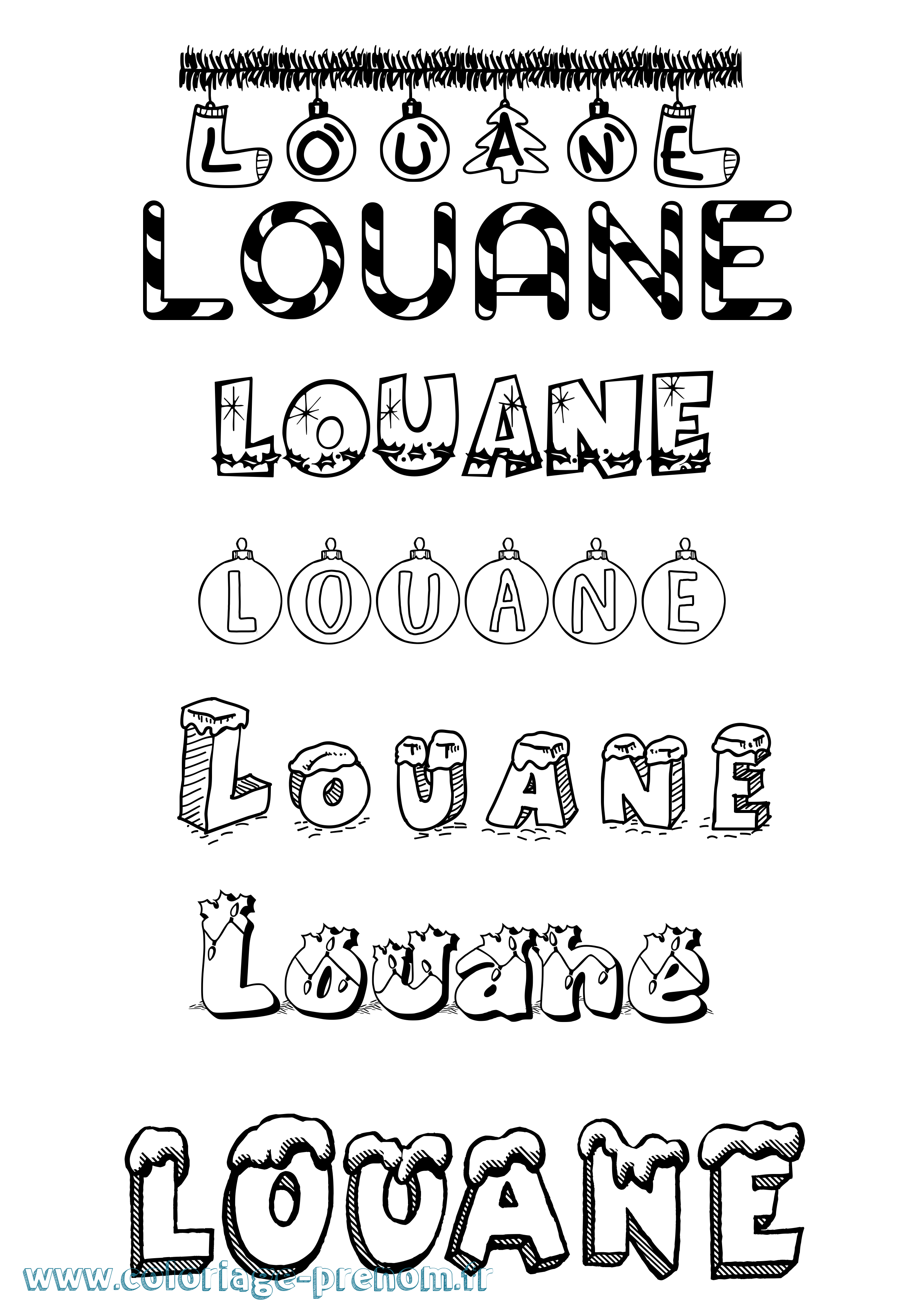 Coloriage prénom Louane Noël