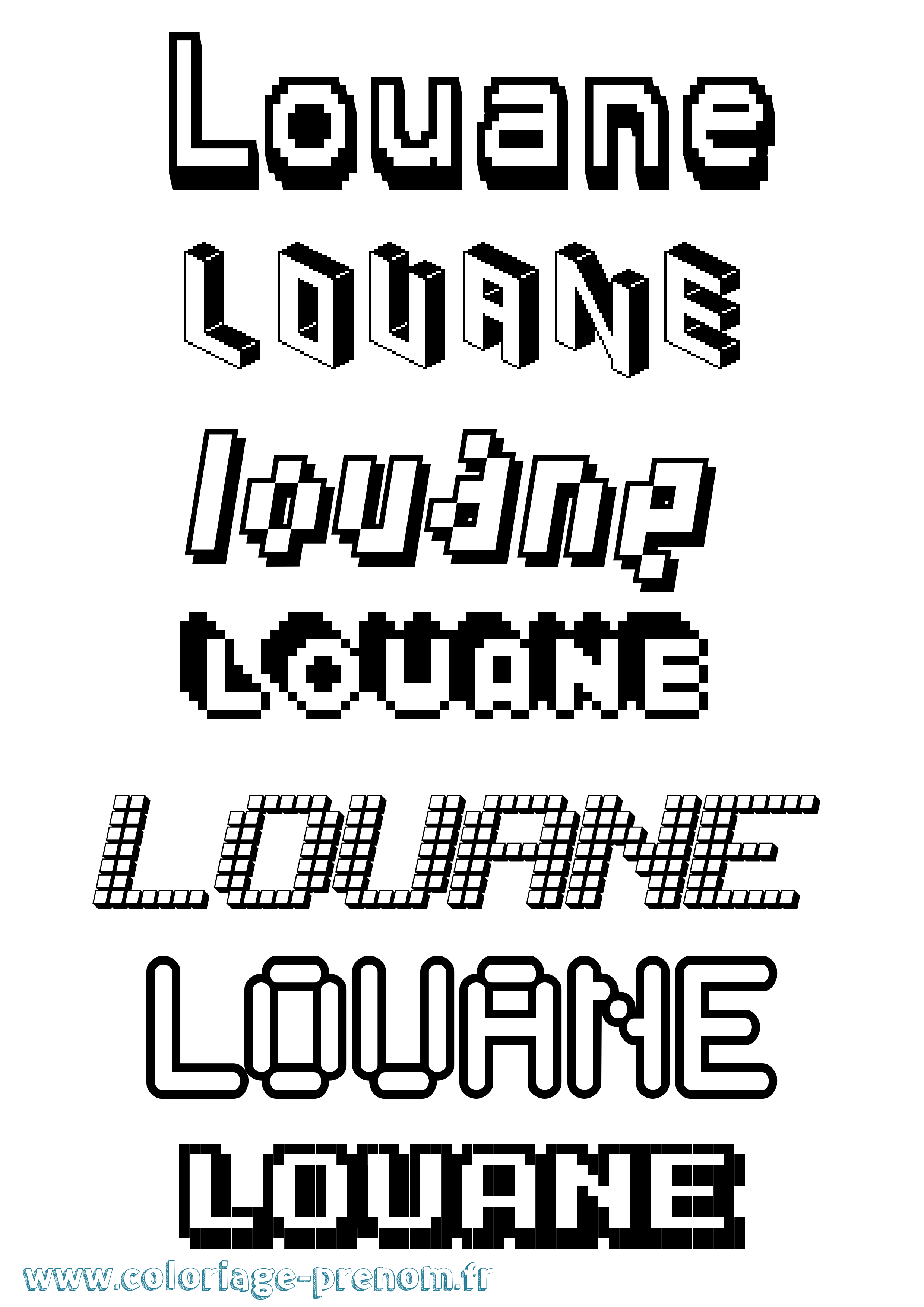Coloriage prénom Louane Pixel