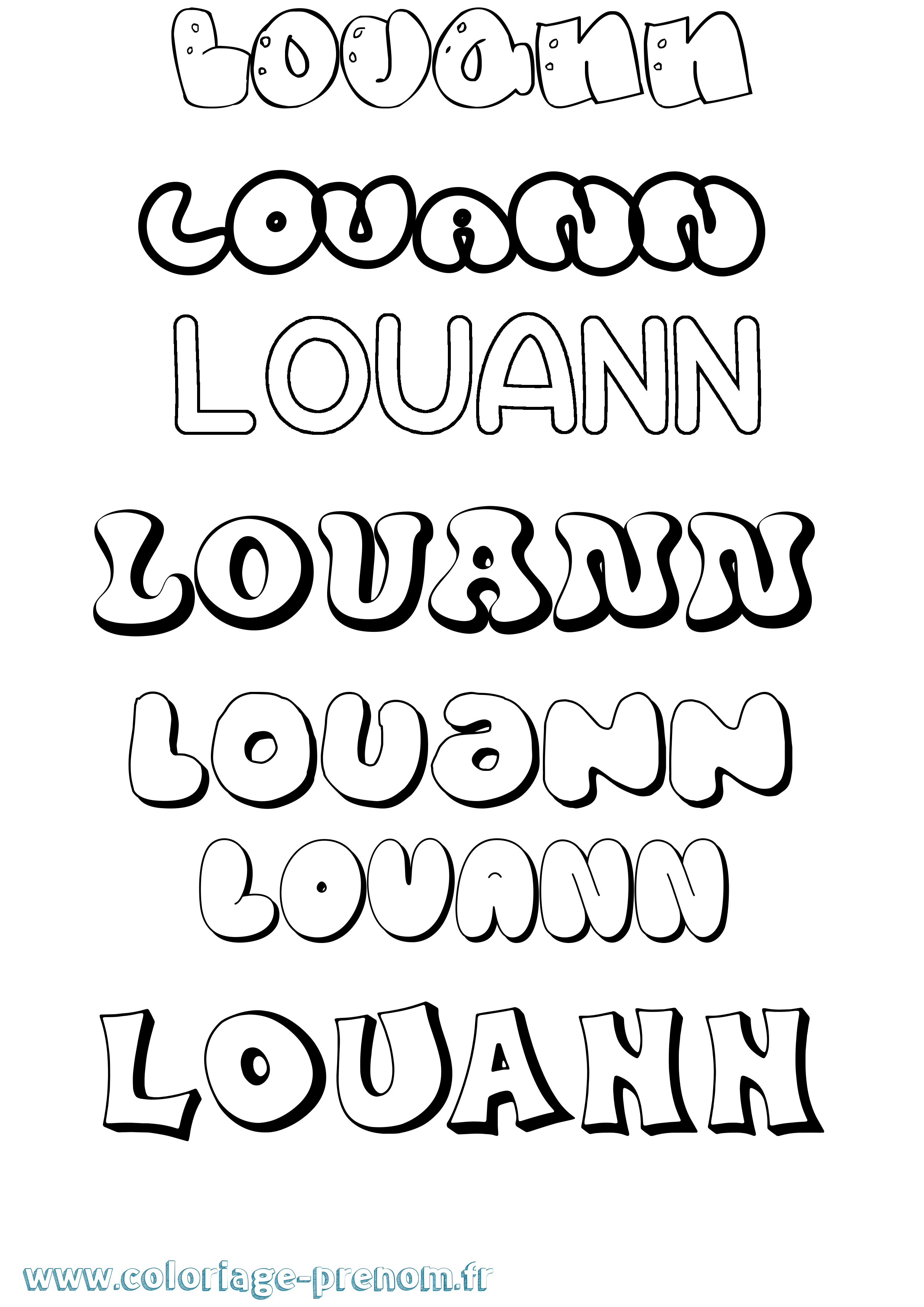Coloriage prénom Louann Bubble