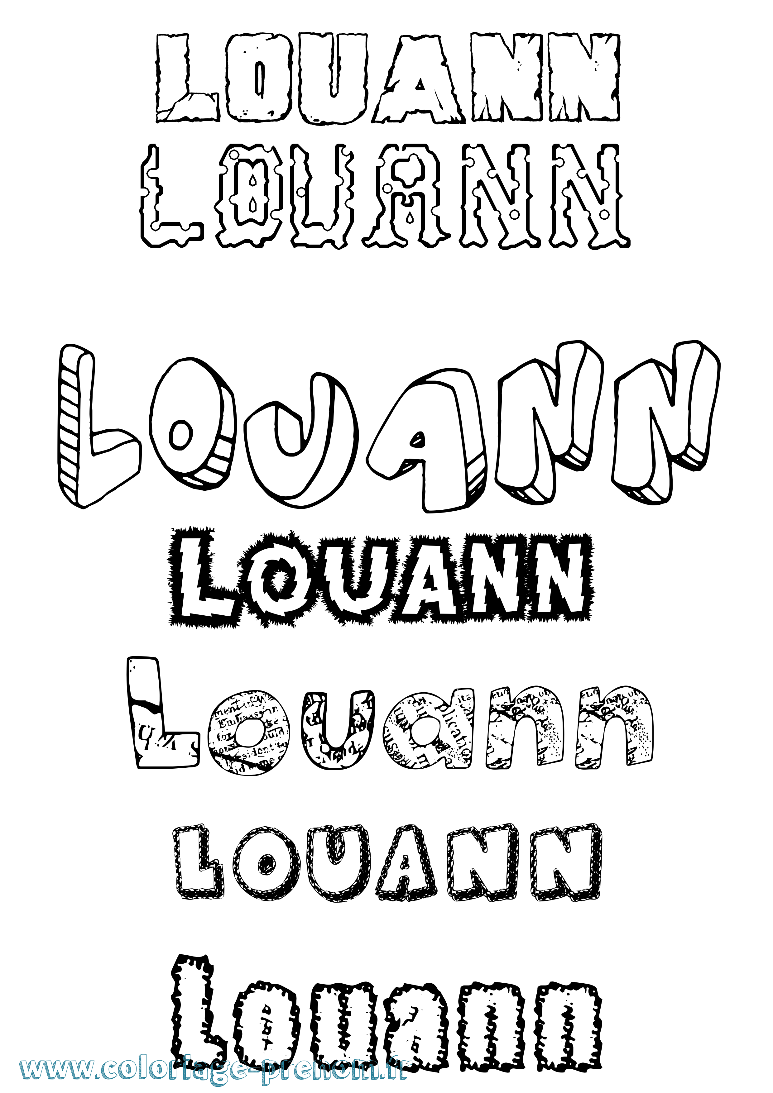 Coloriage prénom Louann Destructuré