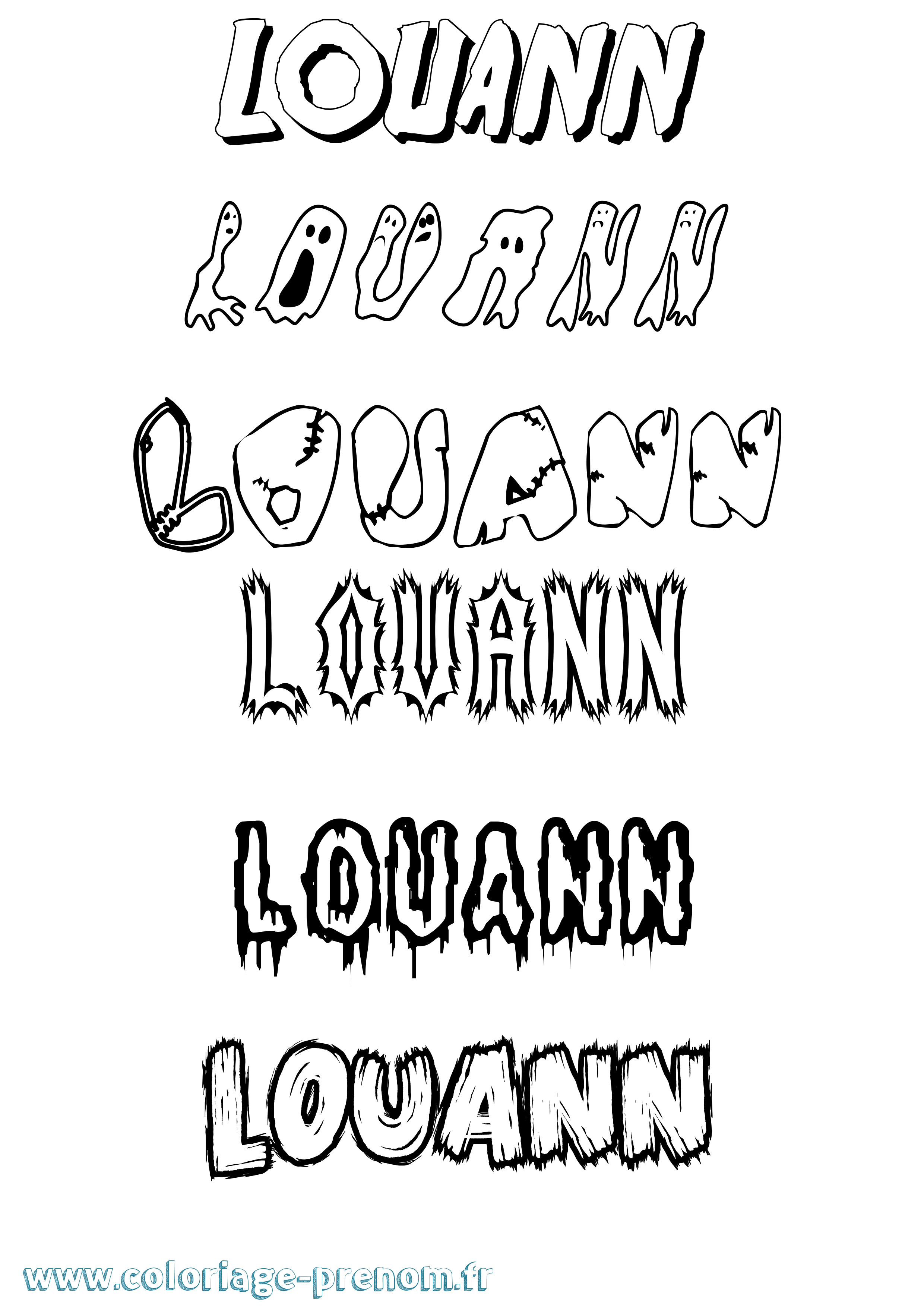 Coloriage prénom Louann Frisson