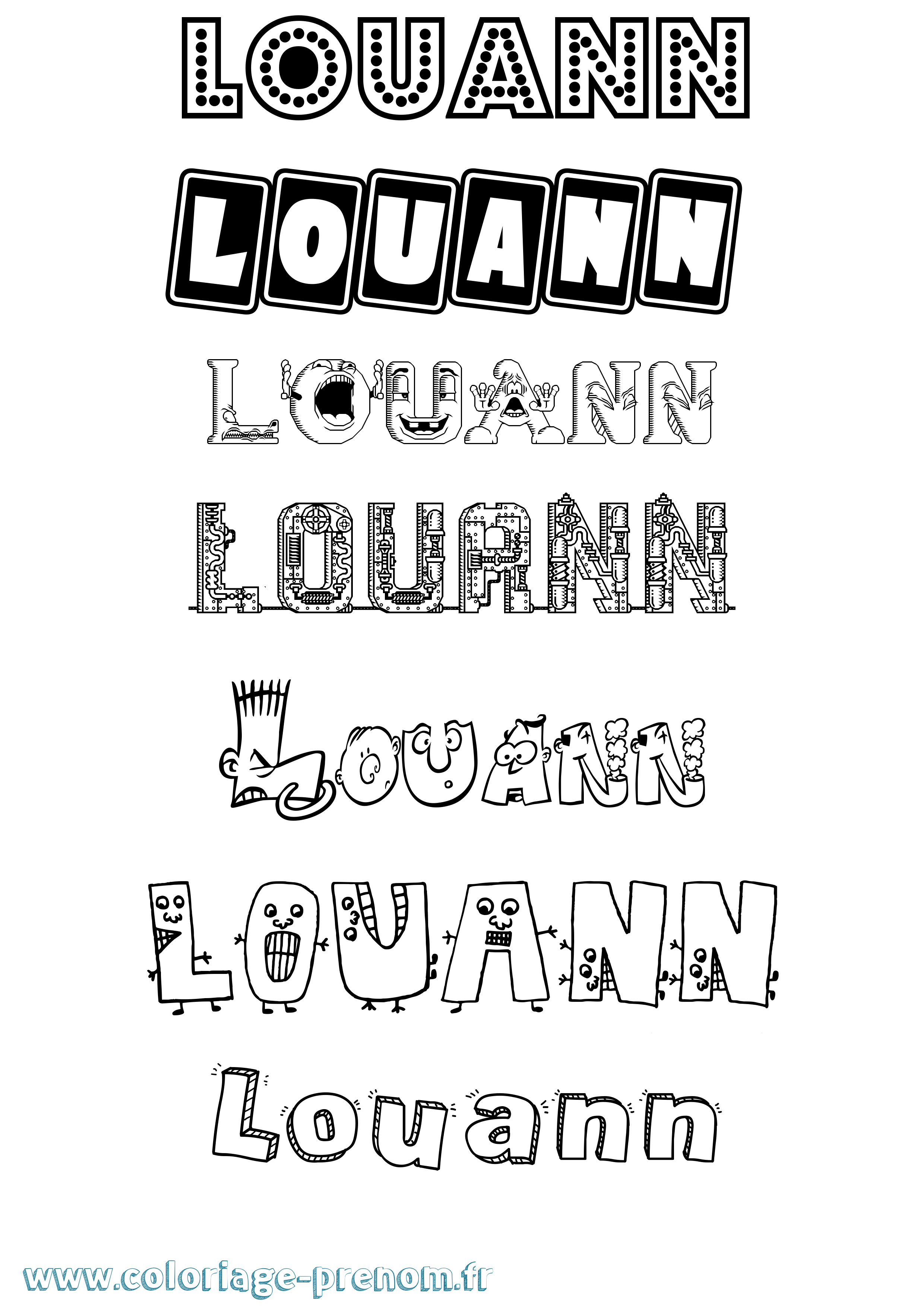 Coloriage prénom Louann Fun